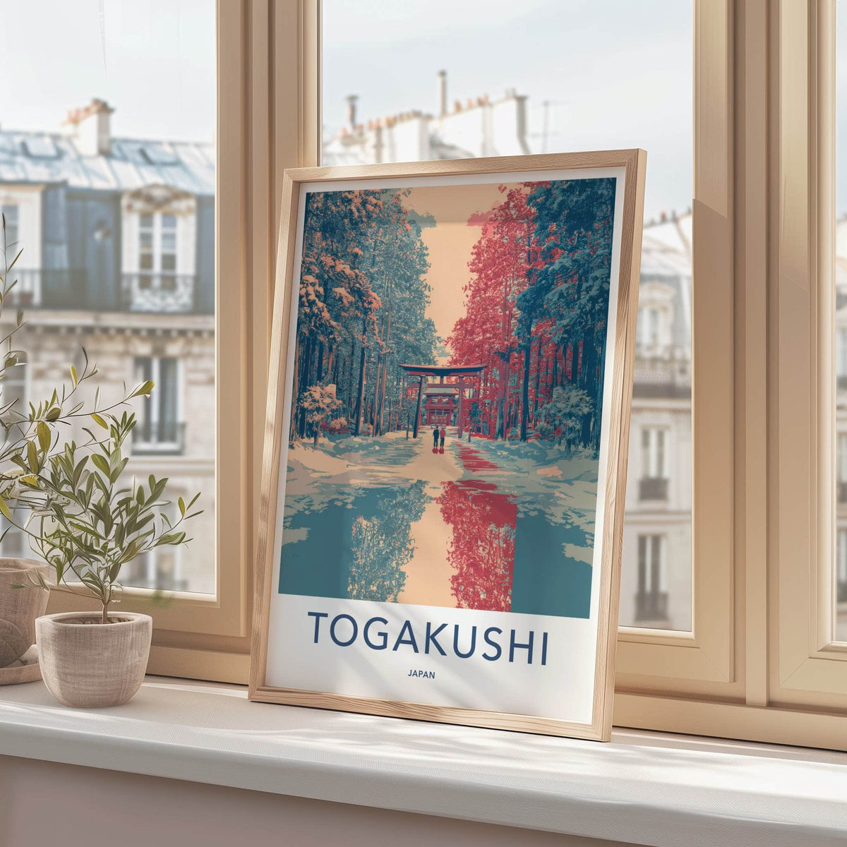 Togakushi Poster Japan Torii Gate Winter Travel Art Home Decor