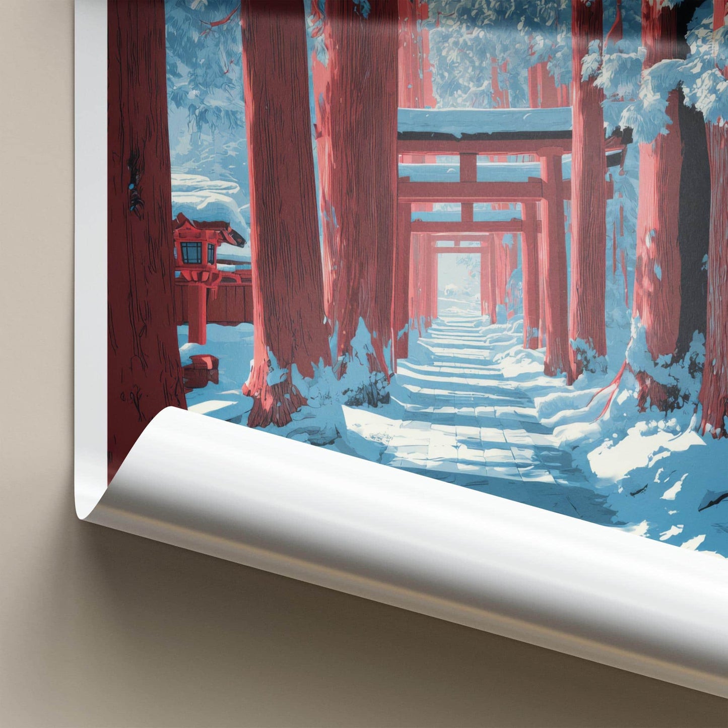 Togakushi Poster - Japan Travel Art - Winter Torii Path Home Decor
