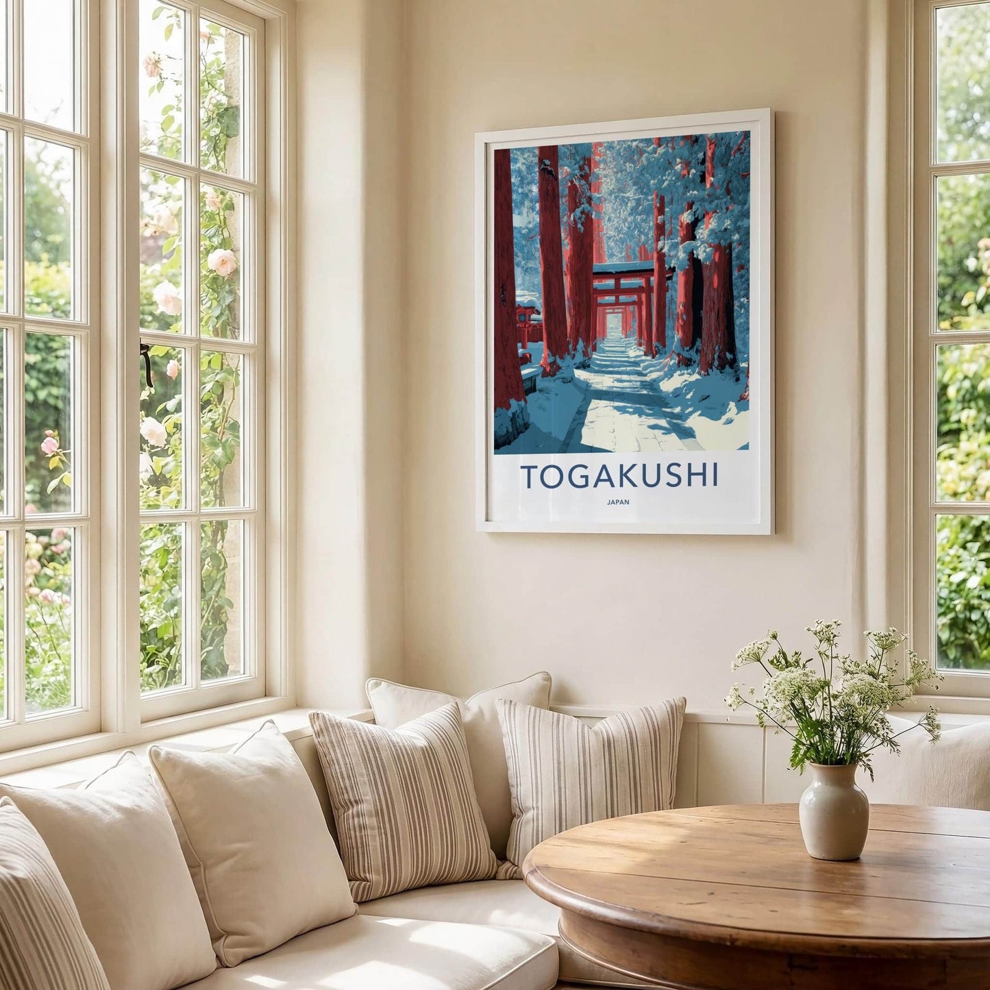 Togakushi Poster - Japan Travel Art - Winter Torii Path Home Decor