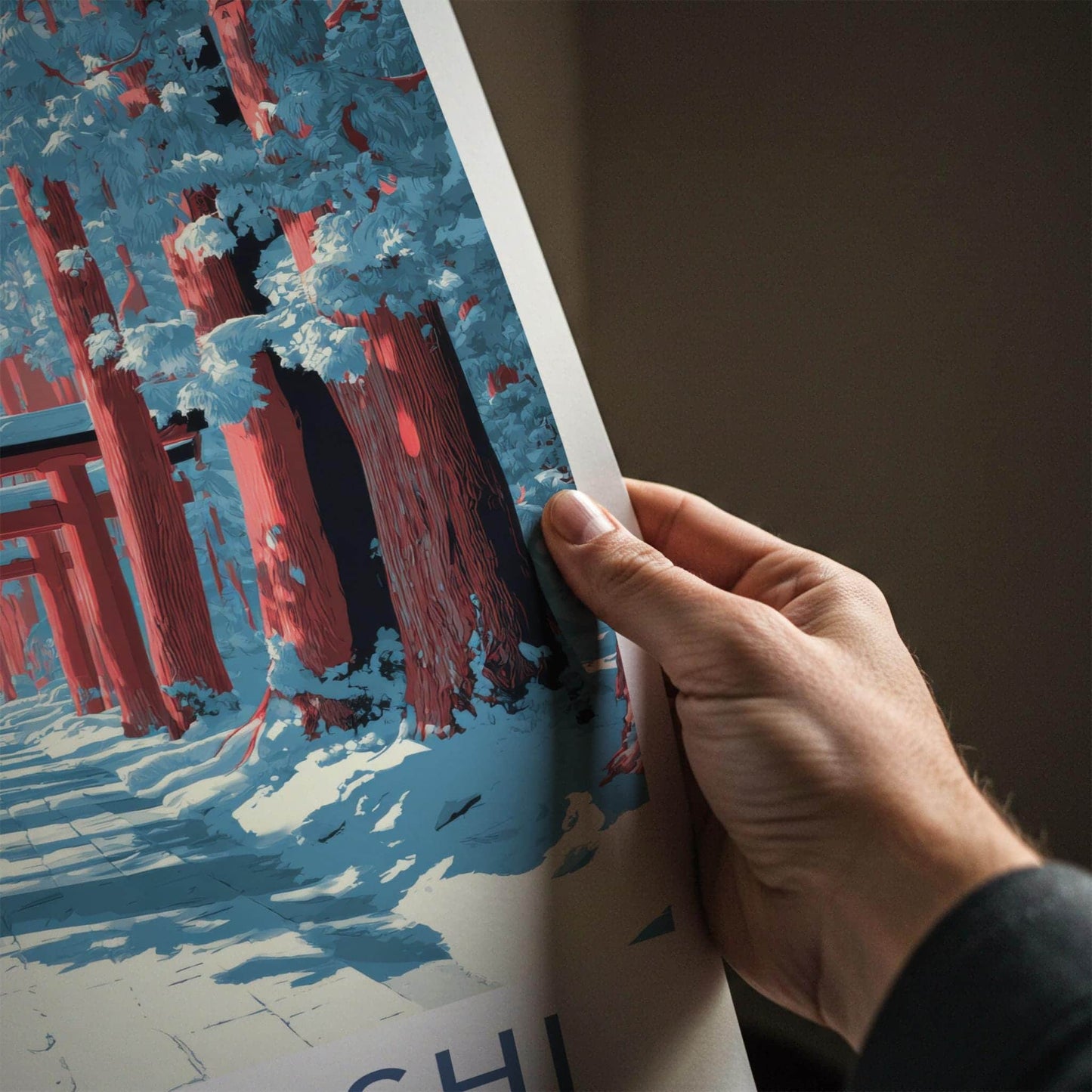Togakushi Poster - Japan Travel Art - Winter Torii Path Home Decor