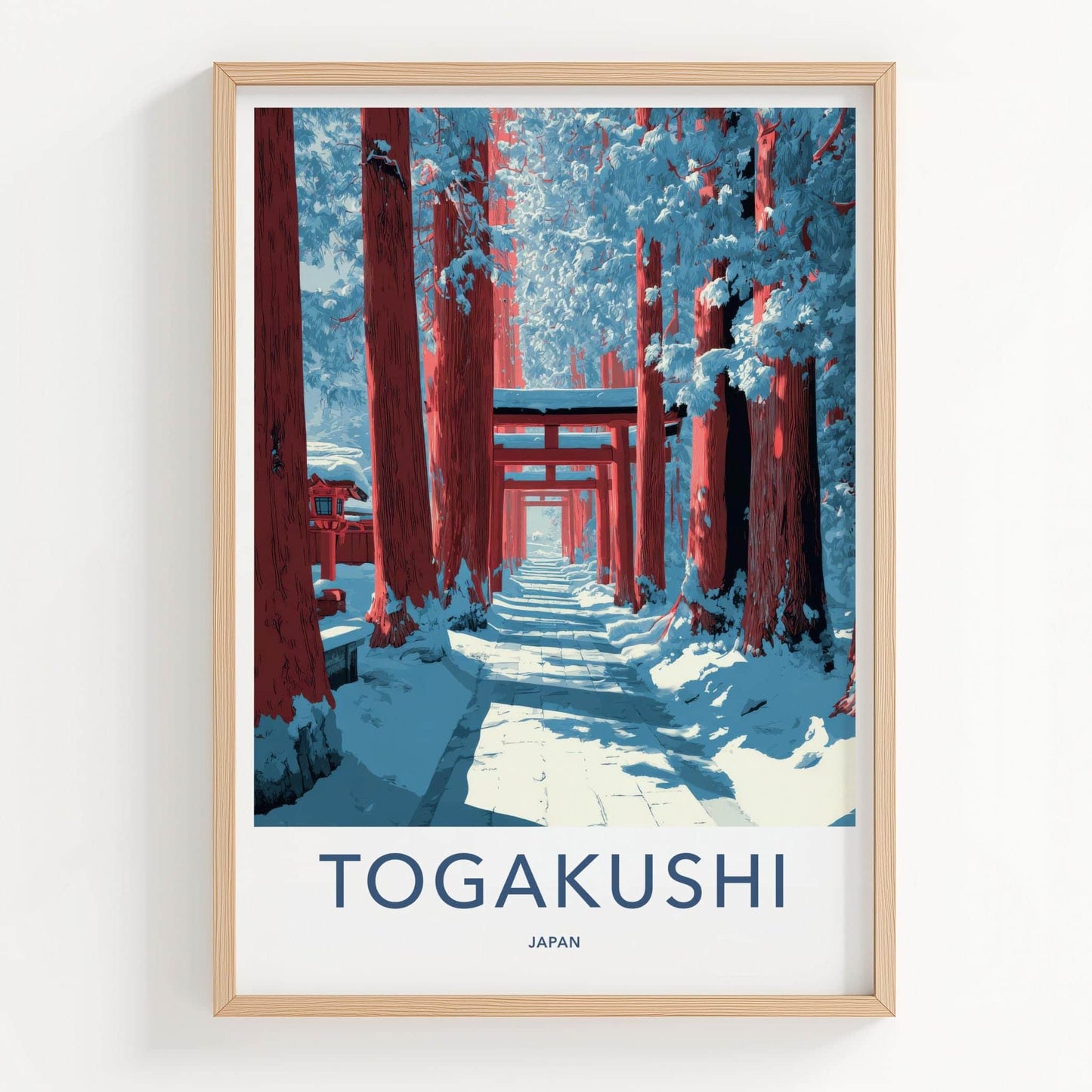 Togakushi Poster - Japan Travel Art - Winter Torii Path Home Decor