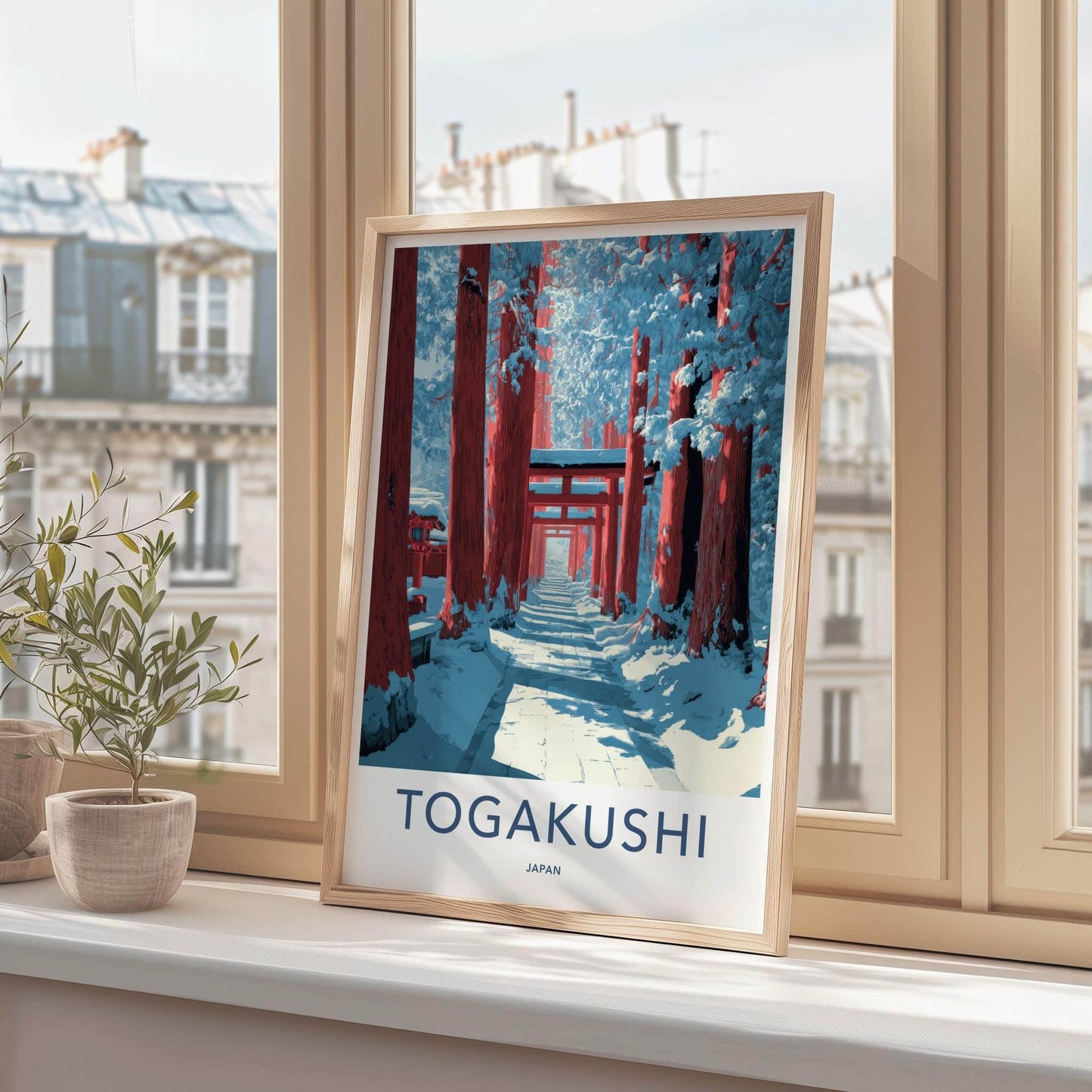 Togakushi Poster - Japan Travel Art - Winter Torii Path Home Decor