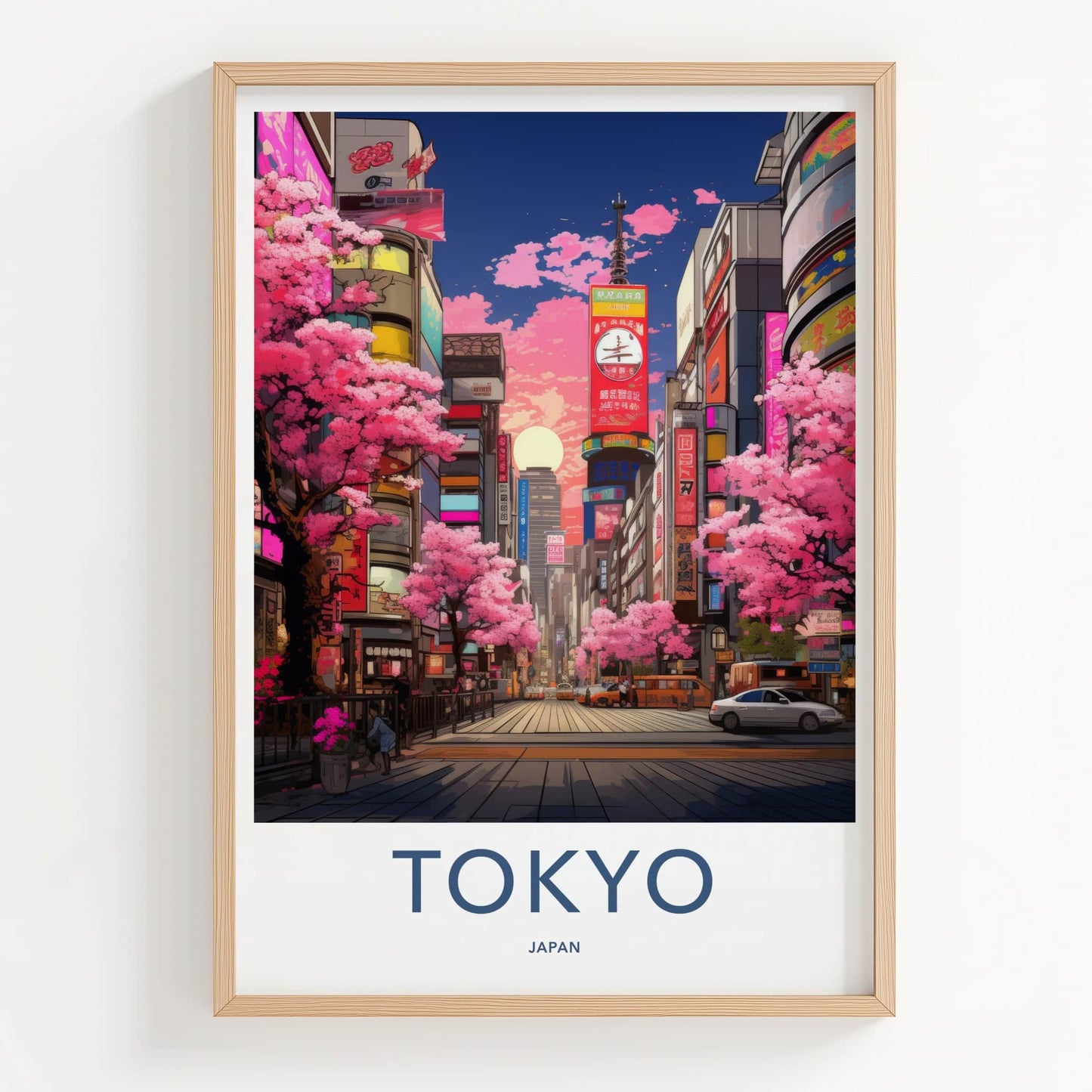 Tokyo Poster - Japan Framed Print - Vibrant City Blossoms Home Decor