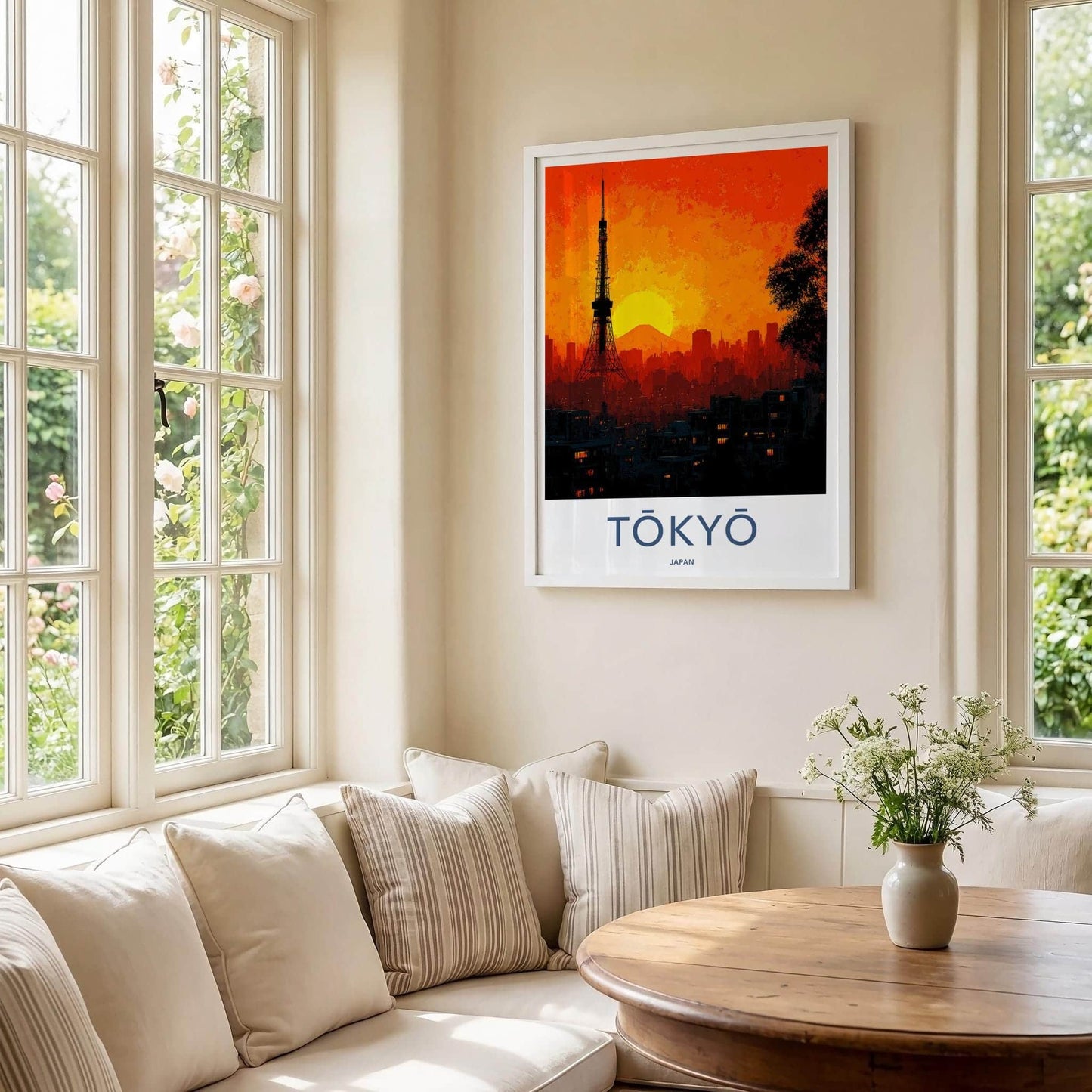 Tokyo Poster - Japan Travel Art - Tower Fuji Sunset Home Decor
