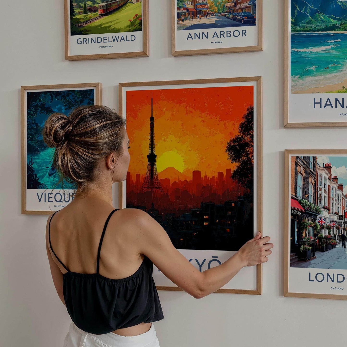 Tokyo Poster - Japan Travel Art - Tower Fuji Sunset Home Decor