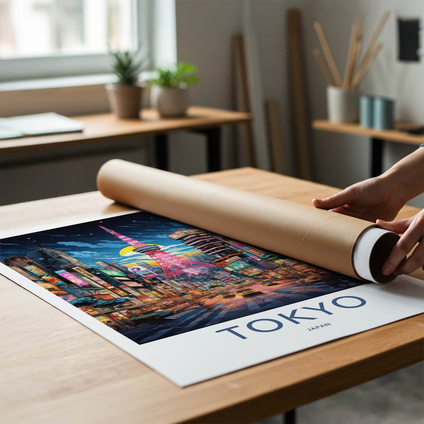 Tokyo Poster - Japan Travel Print - Vibrant Tower Street Lounge Decor