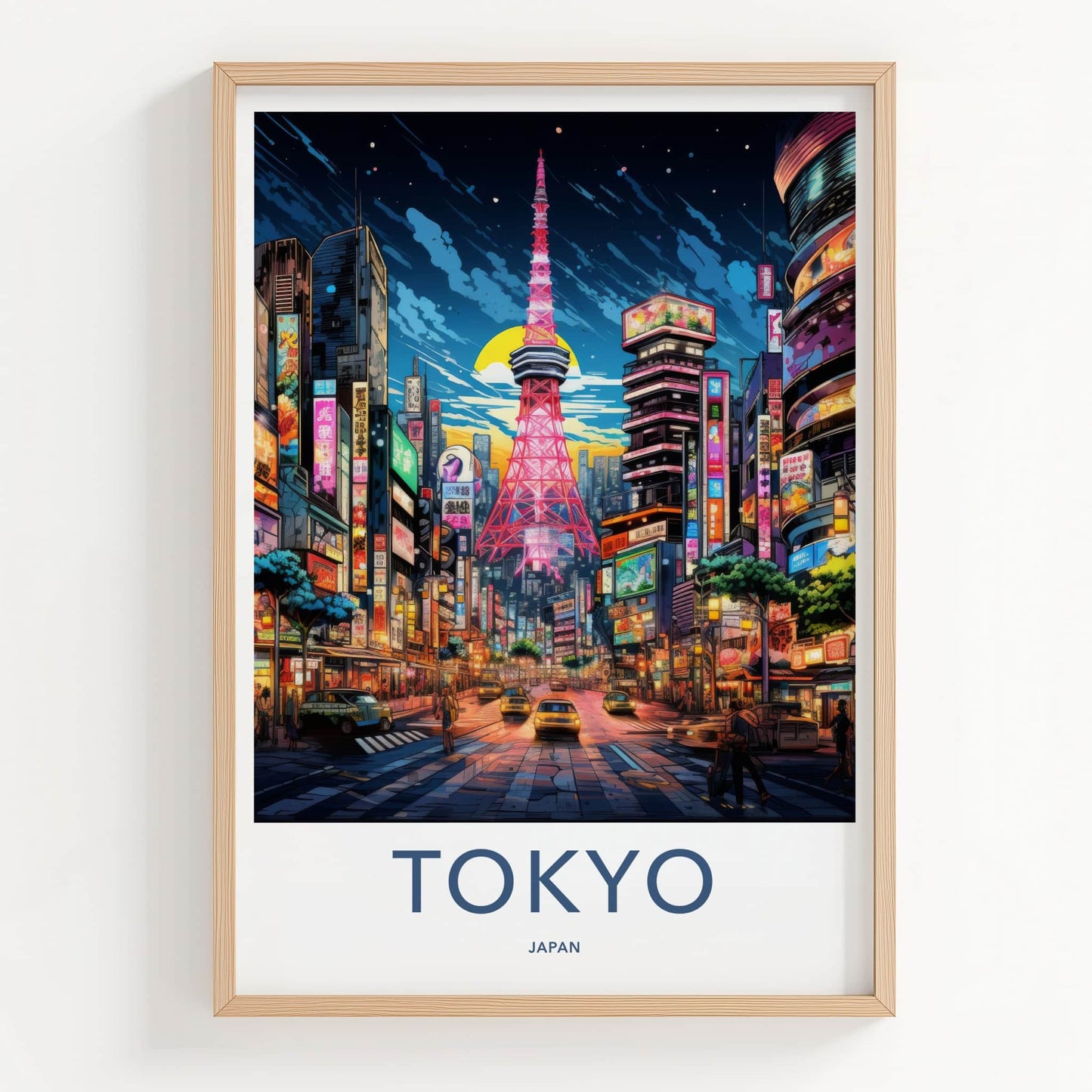 Tokyo Poster - Japan Travel Print - Vibrant Tower Street Lounge Decor
