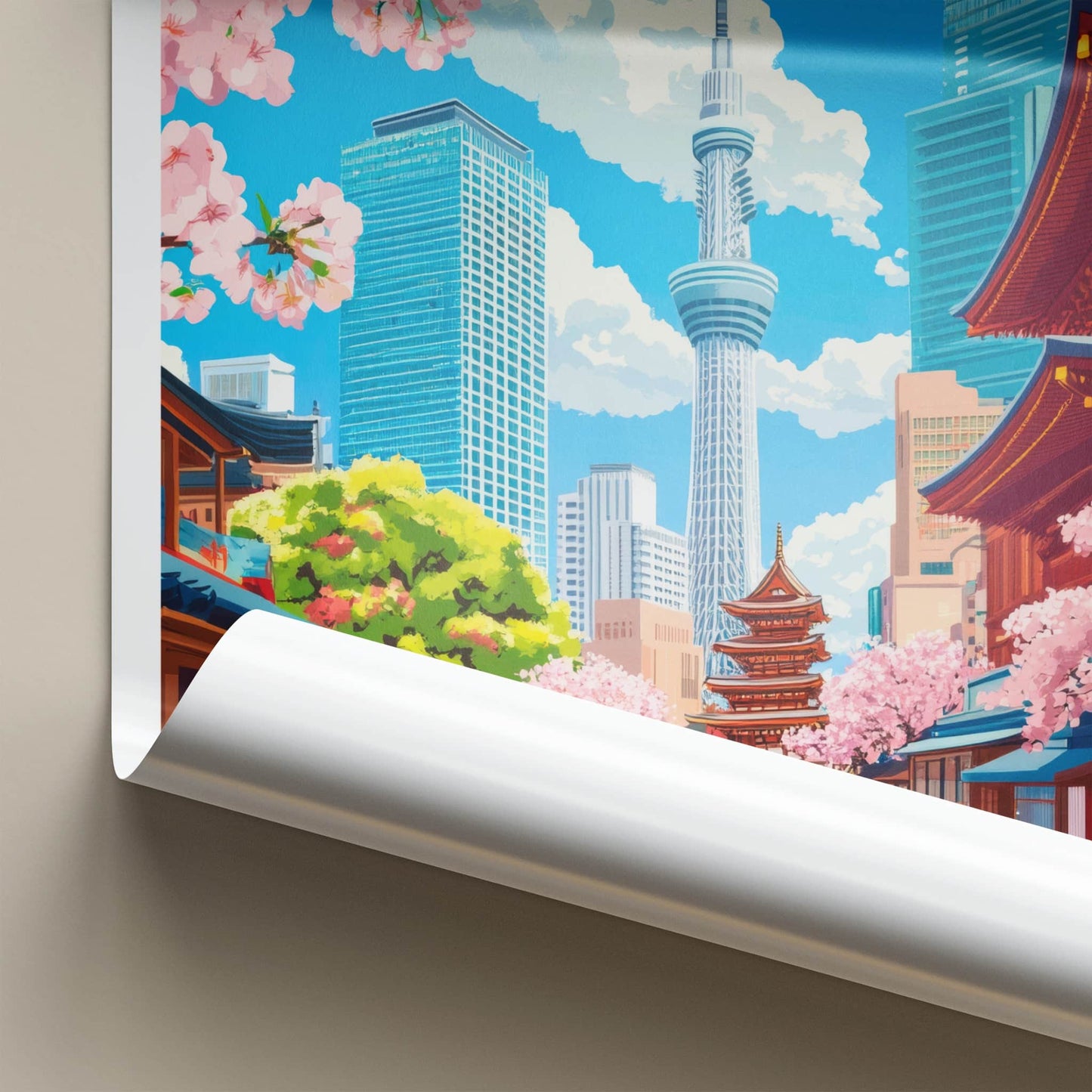Tokyo Poster - Japan Wall Art - Spring Sakura Street Home Decor