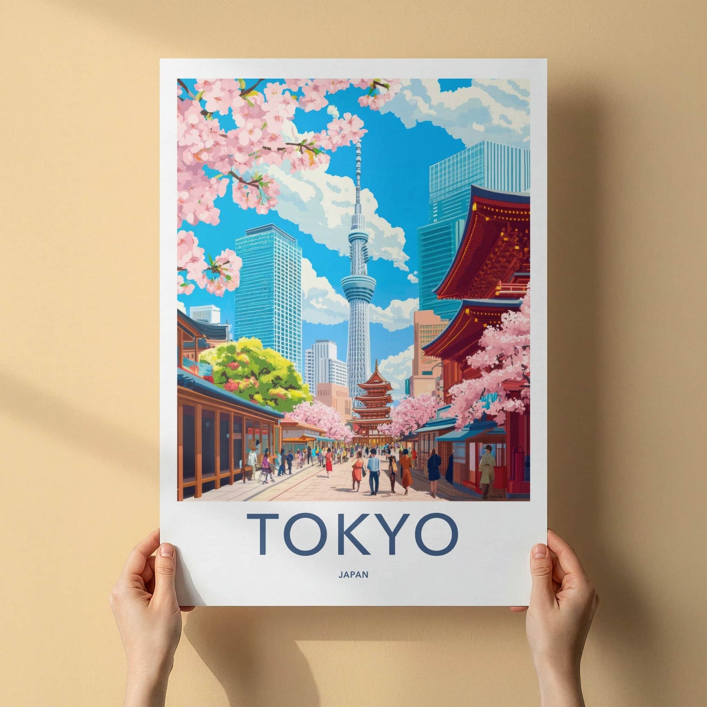 Tokyo Poster - Japan Wall Art - Spring Sakura Street Home Decor