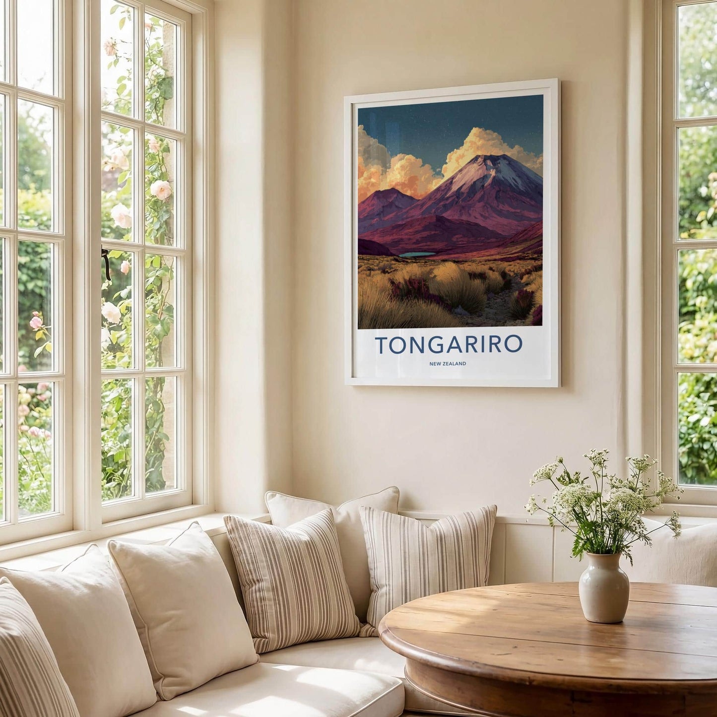 Tongariro Poster - New Zealand Travel Art - Starry Mountain Landscape Home Decor