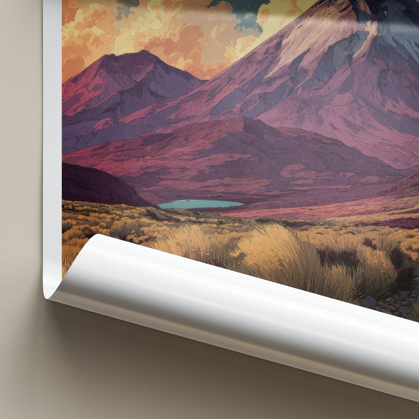 Tongariro Poster - New Zealand Travel Art - Starry Mountain Landscape Home Decor