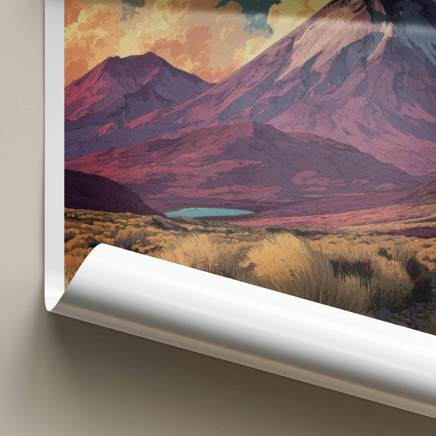 Tongariro Poster - New Zealand Travel Art - Starry Mountain Landscape Home Decor