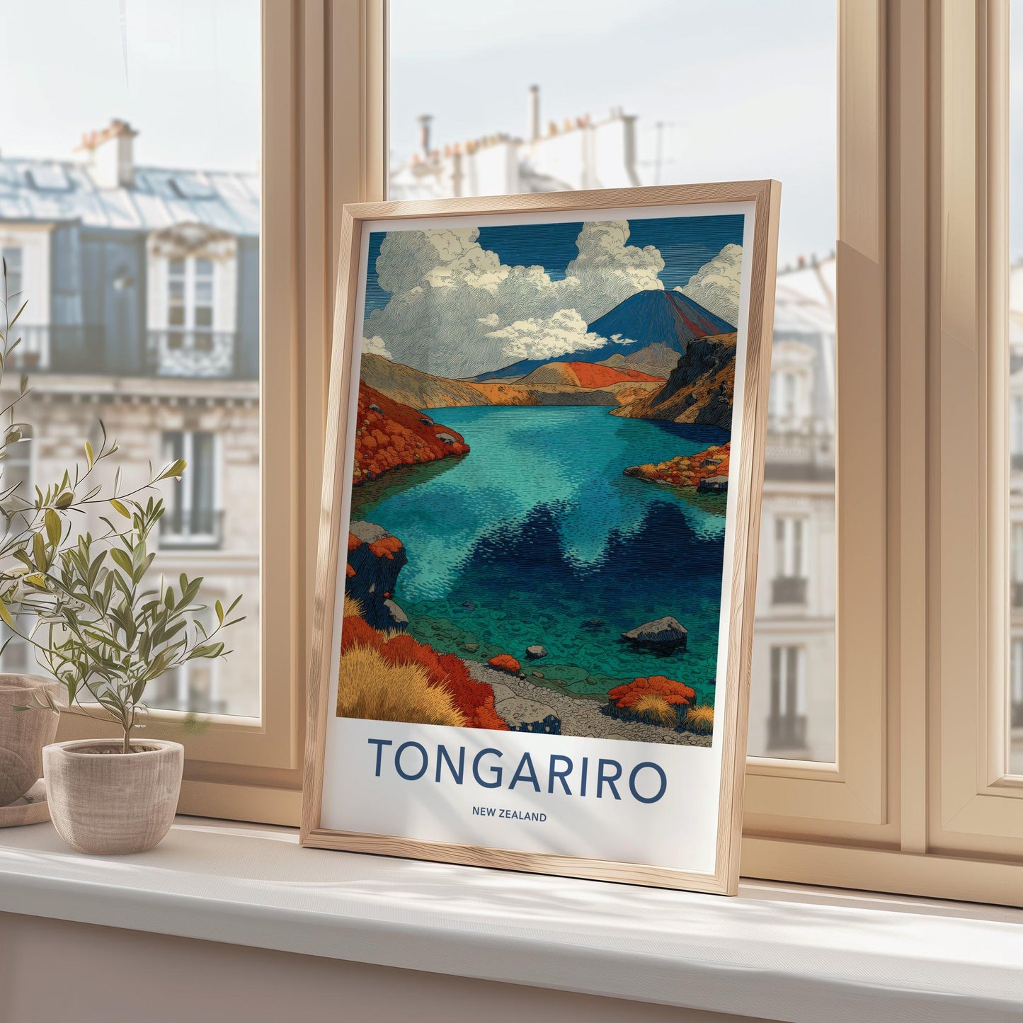 Tongariro Poster - New Zealand Travel Art - Volcanic Lake View Home Decor