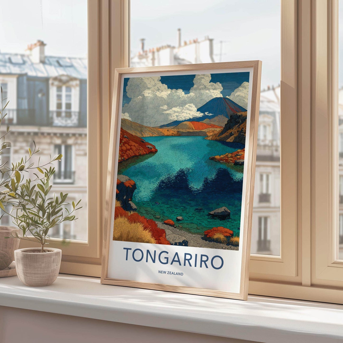 Tongariro Poster - New Zealand Travel Art - Volcanic Lake View Home Decor