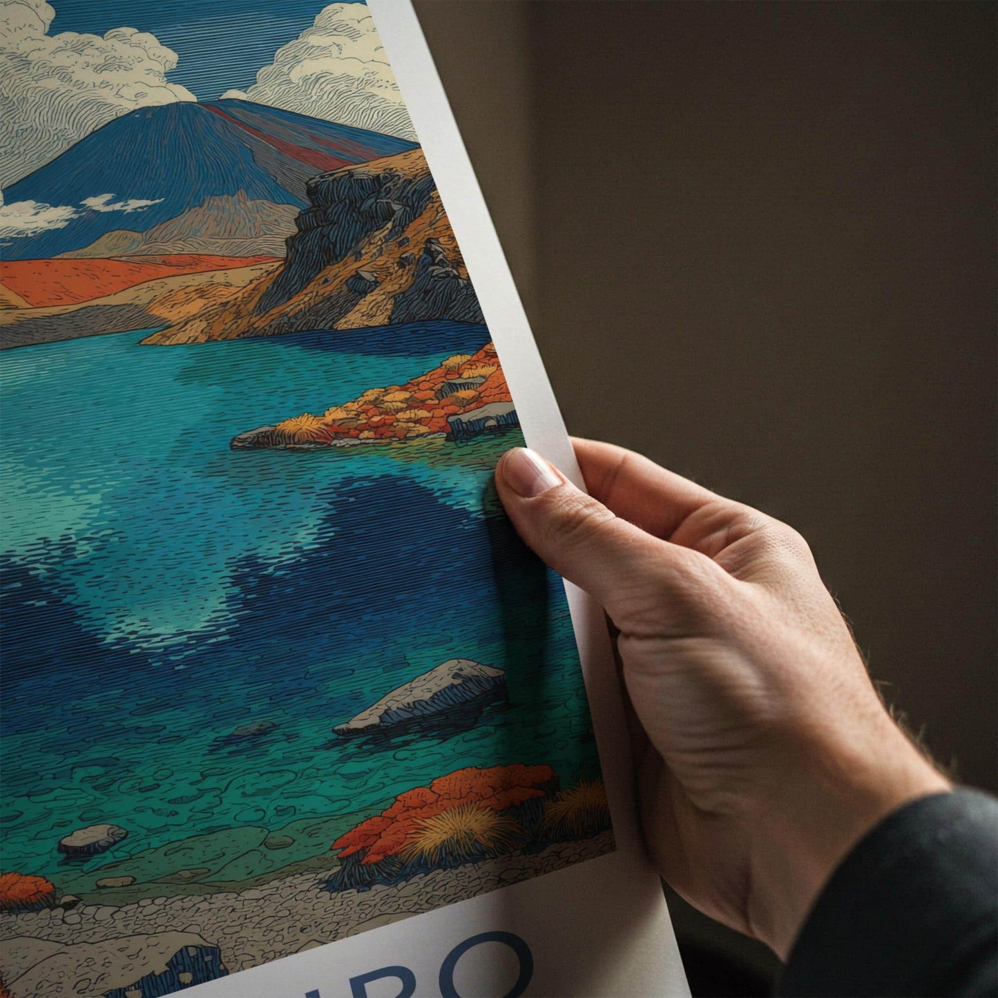 Tongariro Poster - New Zealand Travel Art - Volcanic Lake View Home Decor