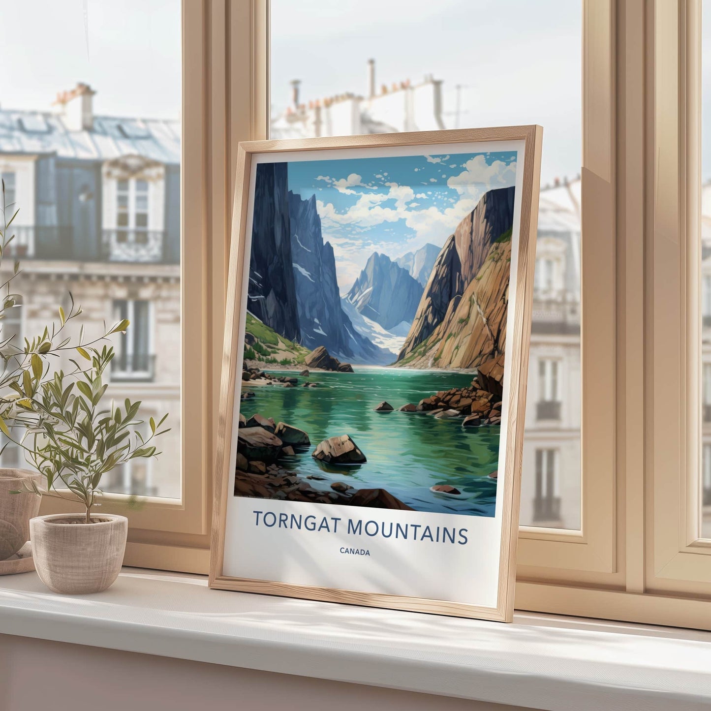 Torngat Mountains Poster - Canada Travel Art - Fjord Lake Scene Home Decor