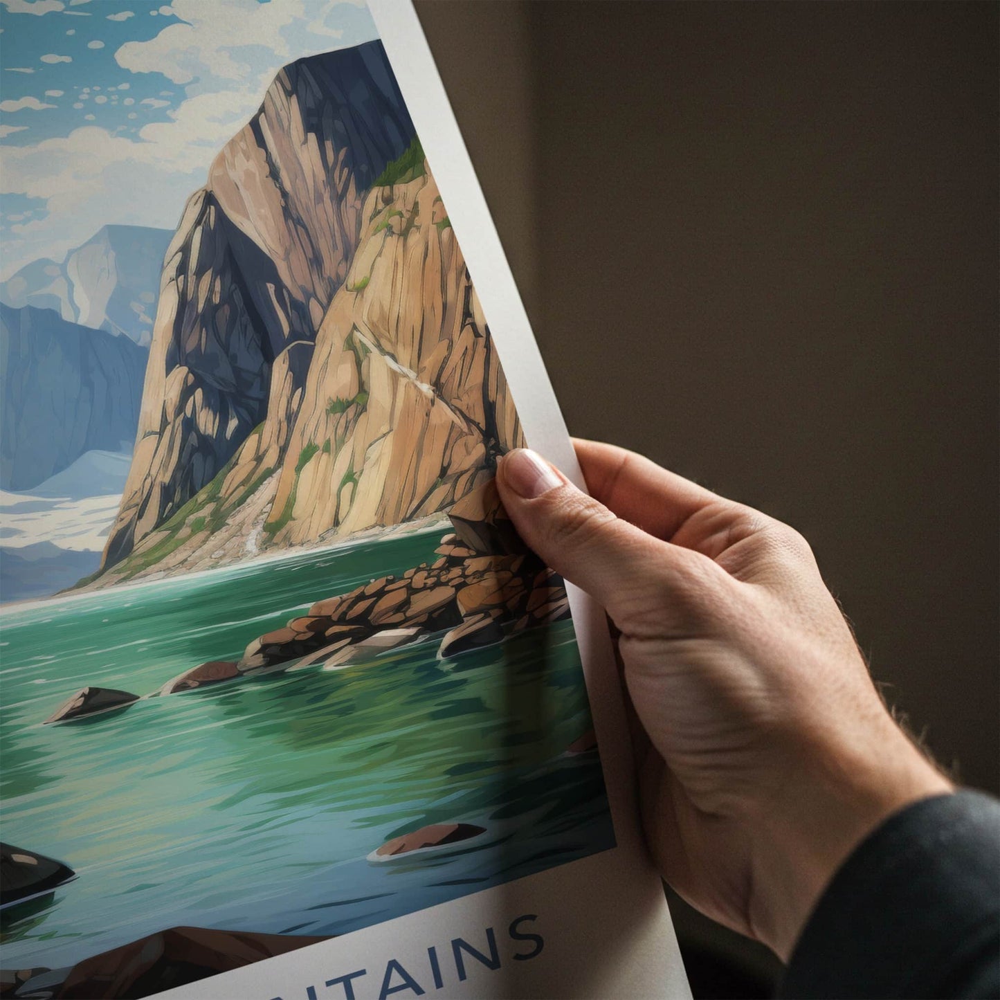 Torngat Mountains Poster - Canada Travel Art - Fjord Lake Scene Home Decor