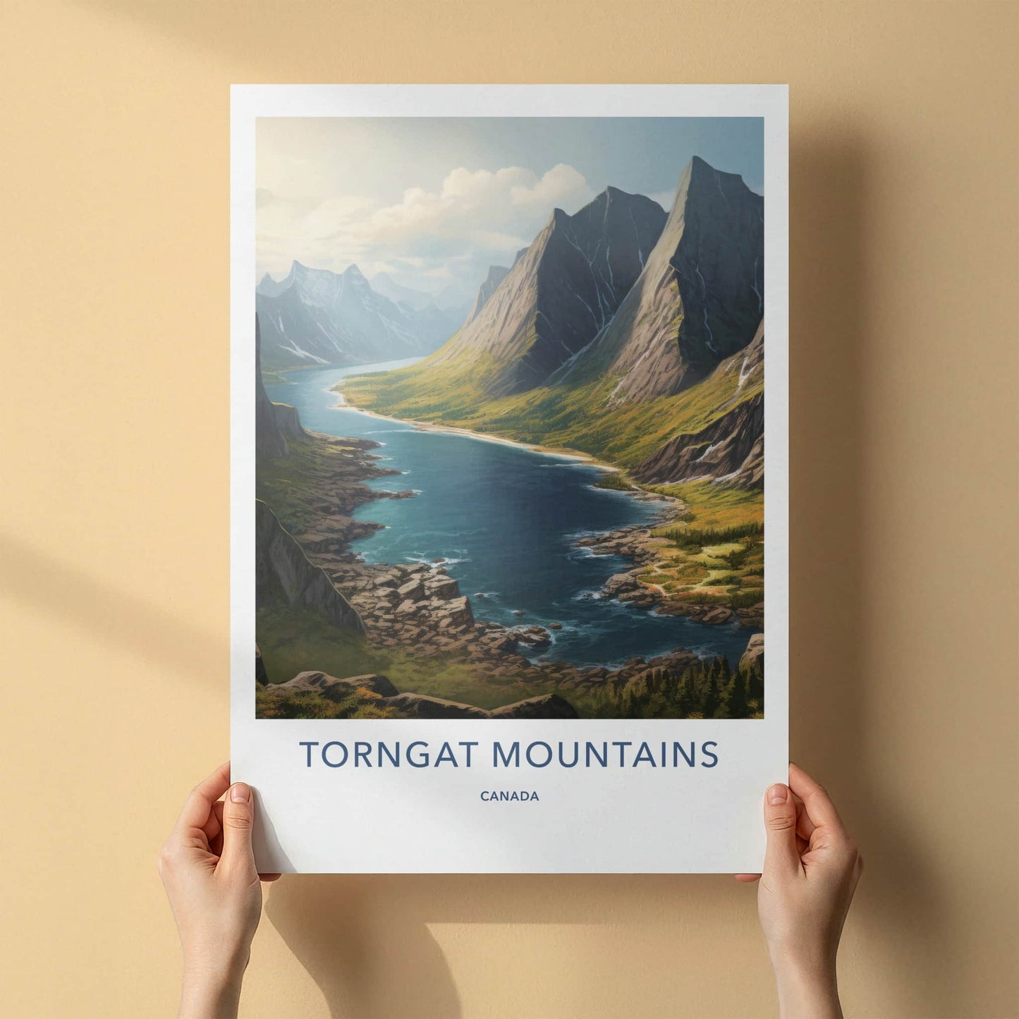 Torngat Mountains Poster - Canada Travel Art - Serene Fjord Mountains Home Decor