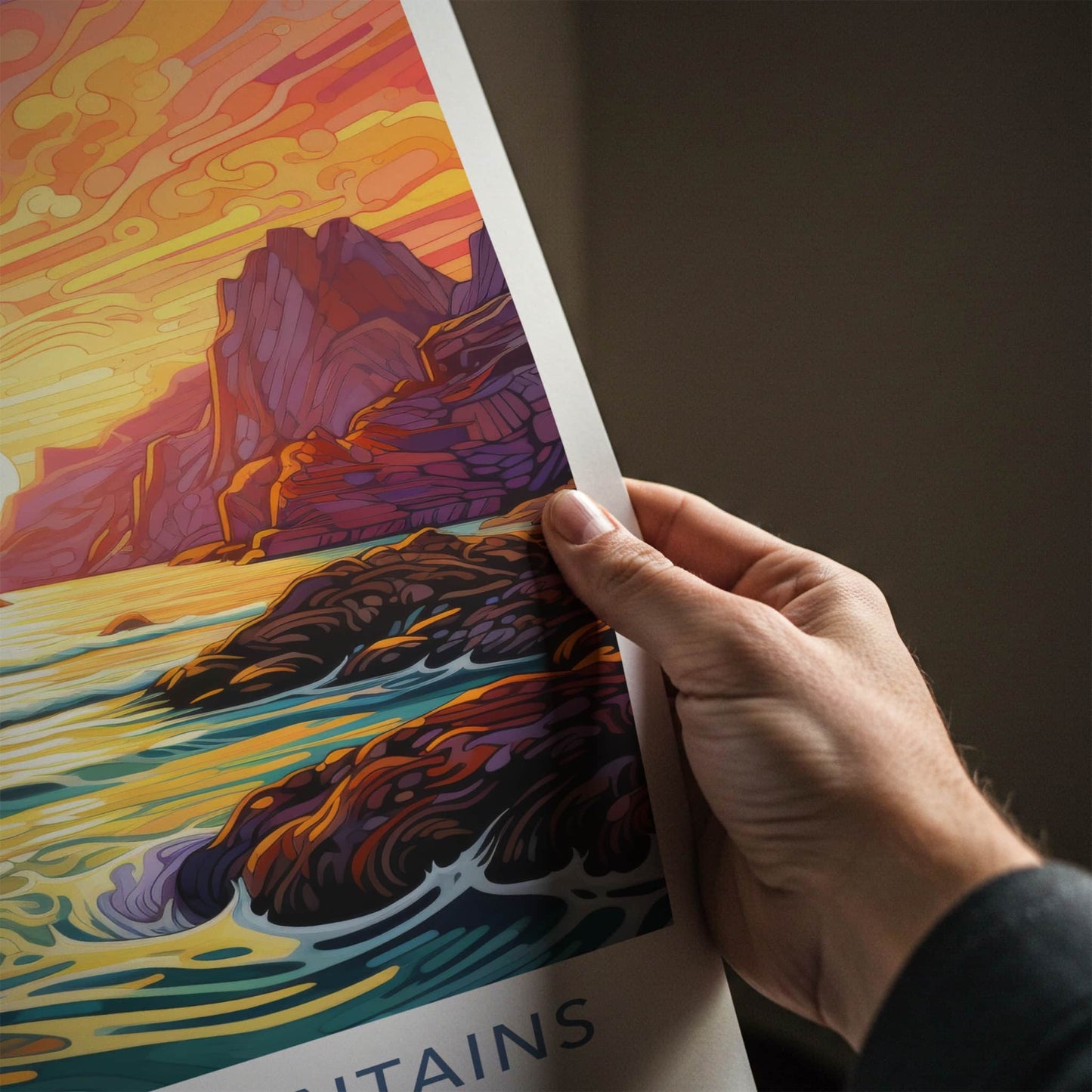 Torngat Mountains Poster - Canada Travel Art - Vibrant Mountain Sunset Home Decor