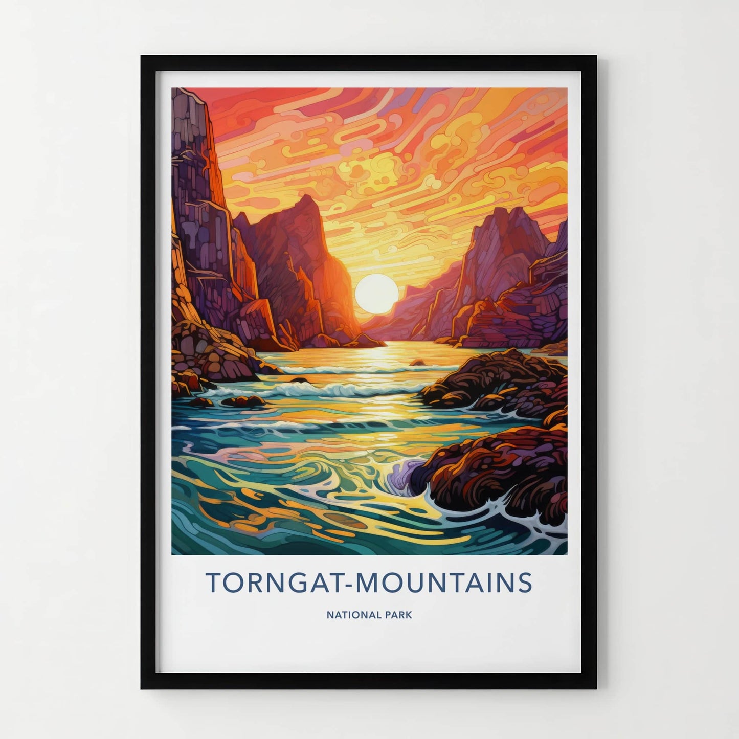 Torngat Mountains Poster - Canada Travel Art - Vibrant Mountain Sunset Home Decor