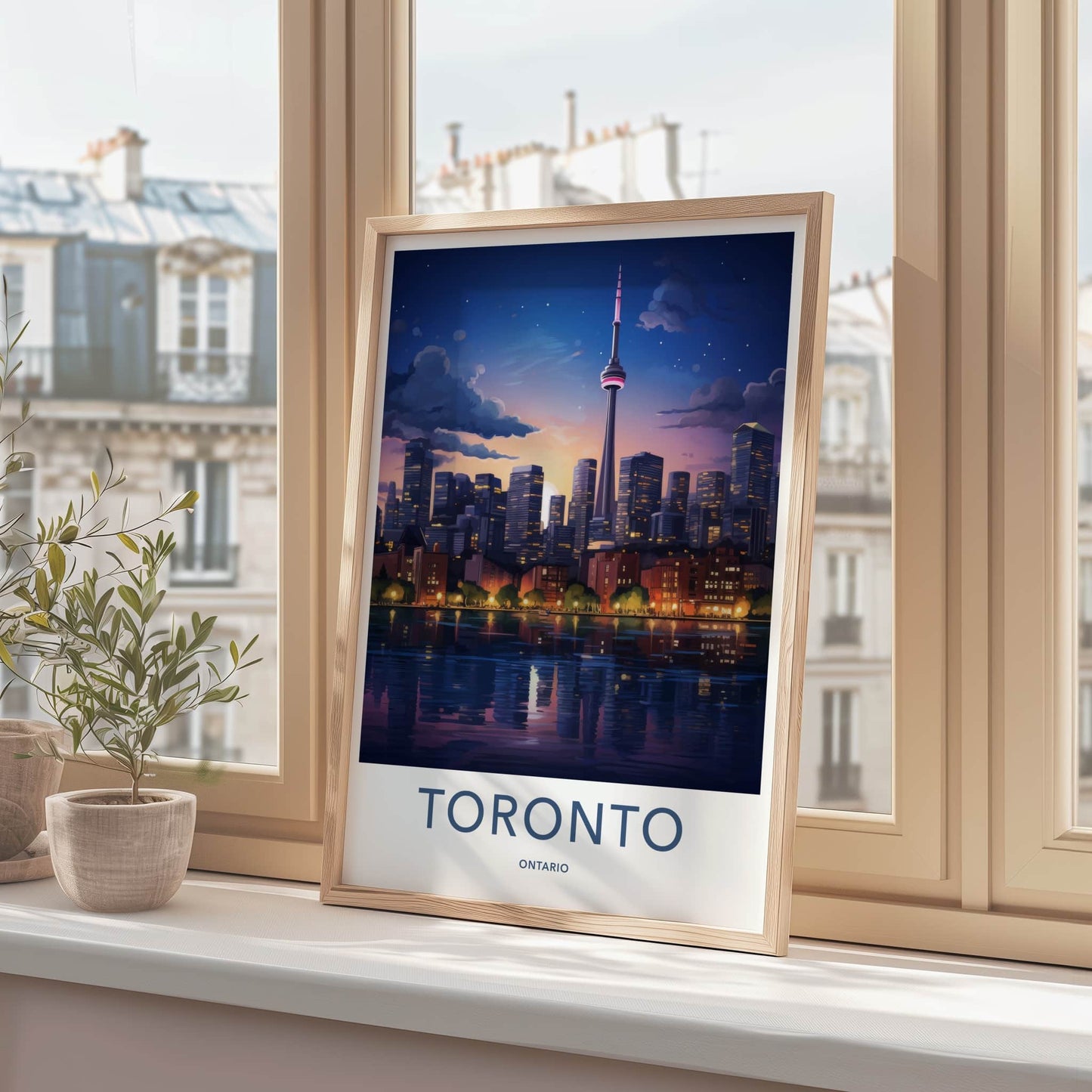 Toronto Poster - Canada Travel Art - Skyscraper Water Reflections Wall Decor
