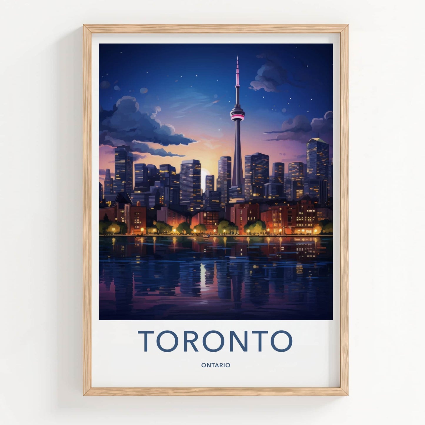 Toronto Poster - Canada Travel Art - Skyscraper Water Reflections Wall Decor