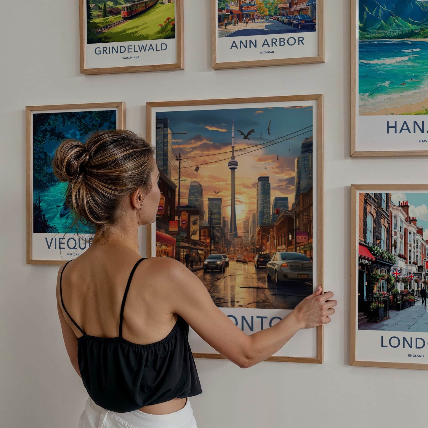 Toronto Poster - Canada Travel Art - Sunset City Reflections Home Decor