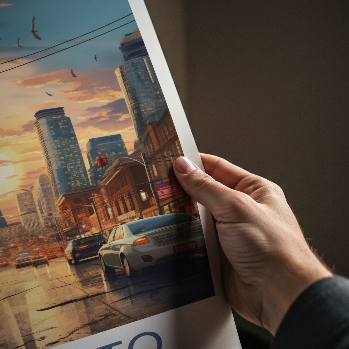 Toronto Poster - Canada Travel Art - Sunset City Reflections Home Decor