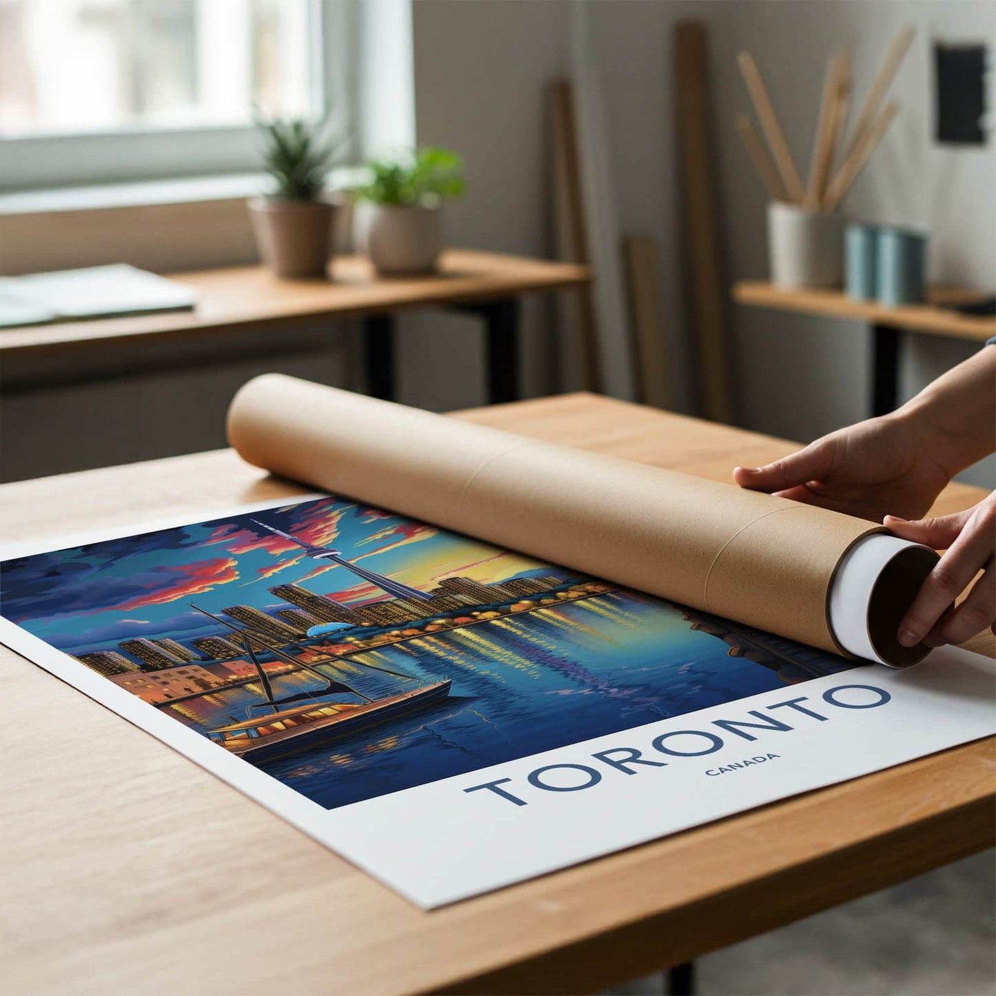 Toronto Poster - Canada Travel Art - Vibrant Harbor Sunset Home Decor