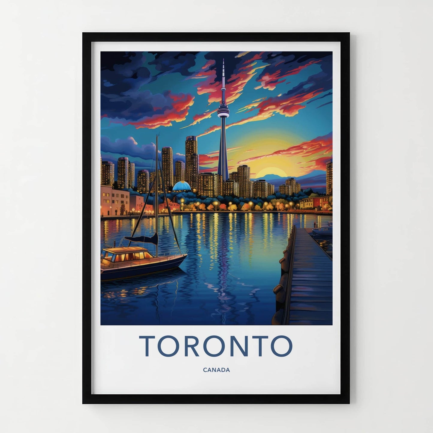 Toronto Poster - Canada Travel Art - Vibrant Harbor Sunset Home Decor