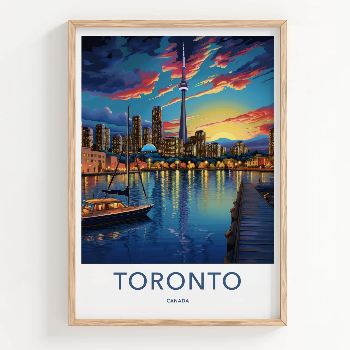 Toronto Poster - Canada Travel Art - Vibrant Harbor Sunset Home Decor