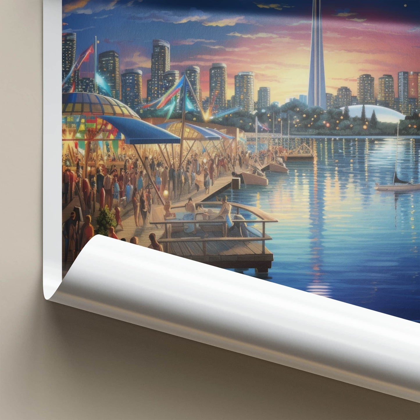 Toronto Poster - Canada Travel Art - Vibrant Waterfront Sunset Home Decor