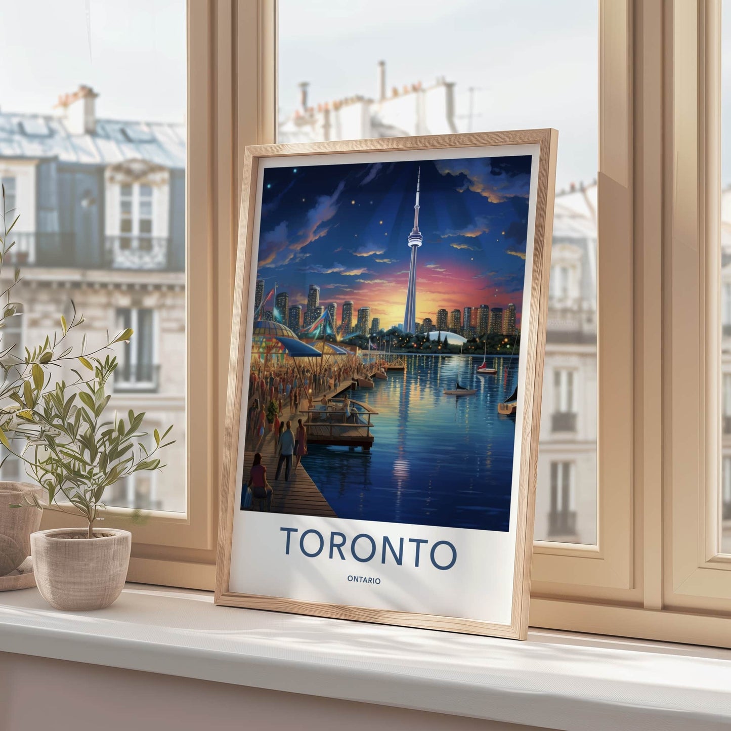 Toronto Poster - Canada Travel Art - Vibrant Waterfront Sunset Home Decor