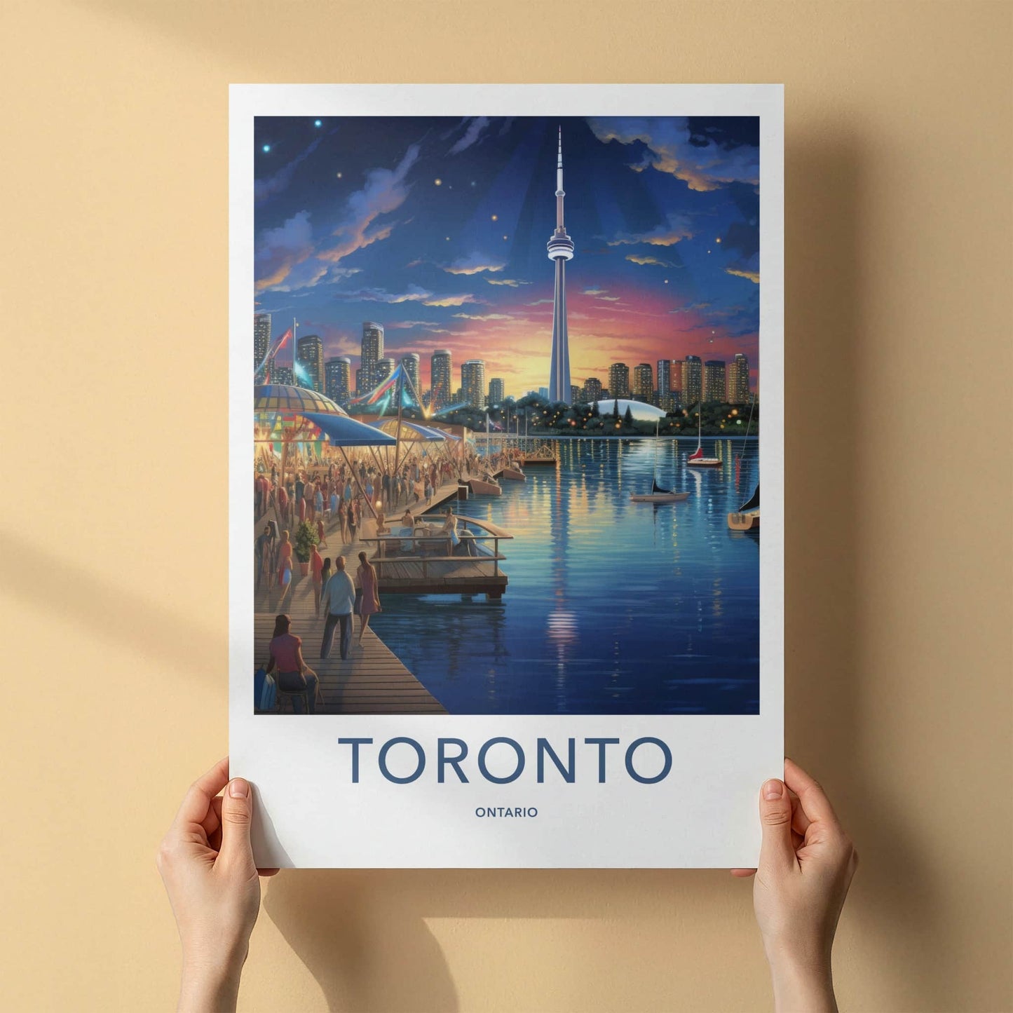 Toronto Poster - Canada Travel Art - Vibrant Waterfront Sunset Home Decor