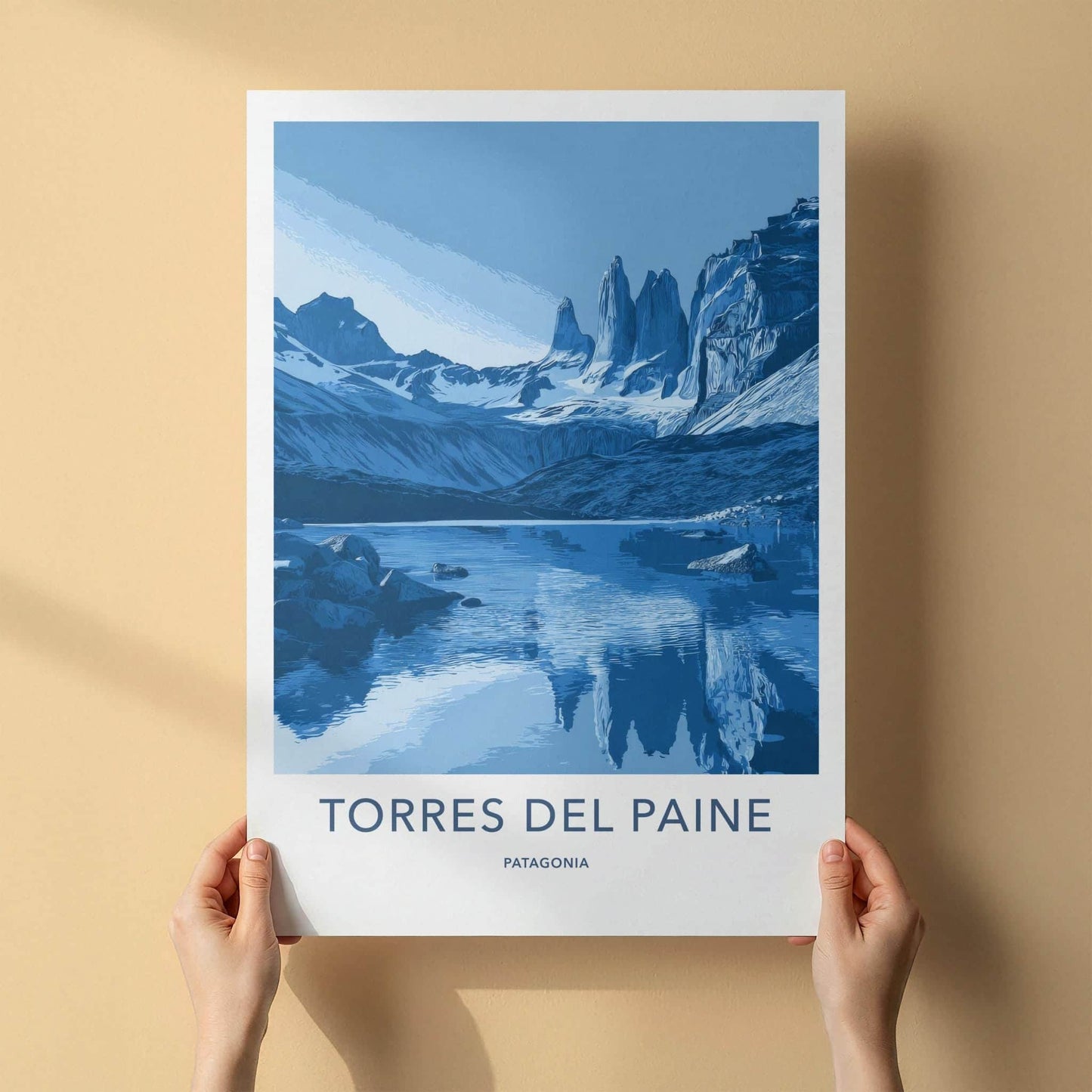 Torres Del Paine Poster - Chile Travel Art - Blue Mountains Lake Home Decor
