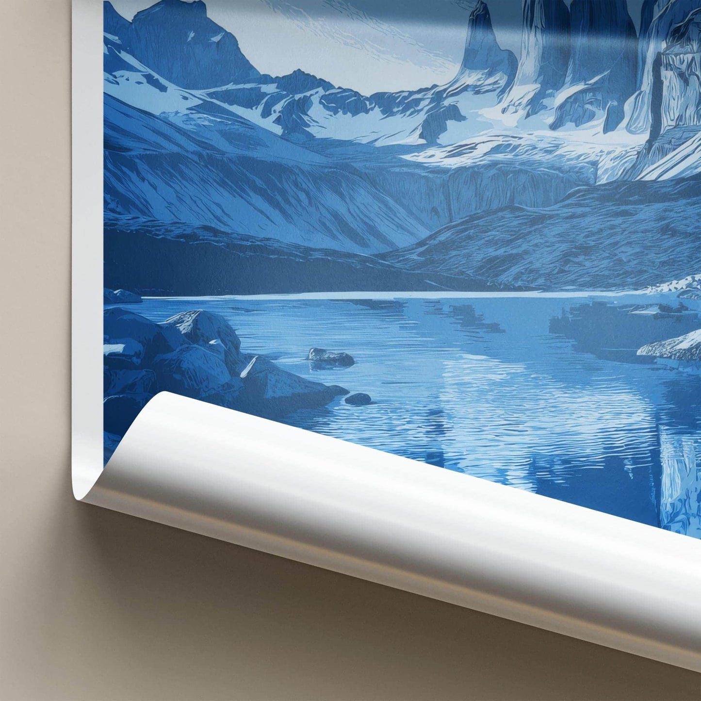 Torres Del Paine Poster - Chile Travel Art - Blue Mountains Lake Home Decor