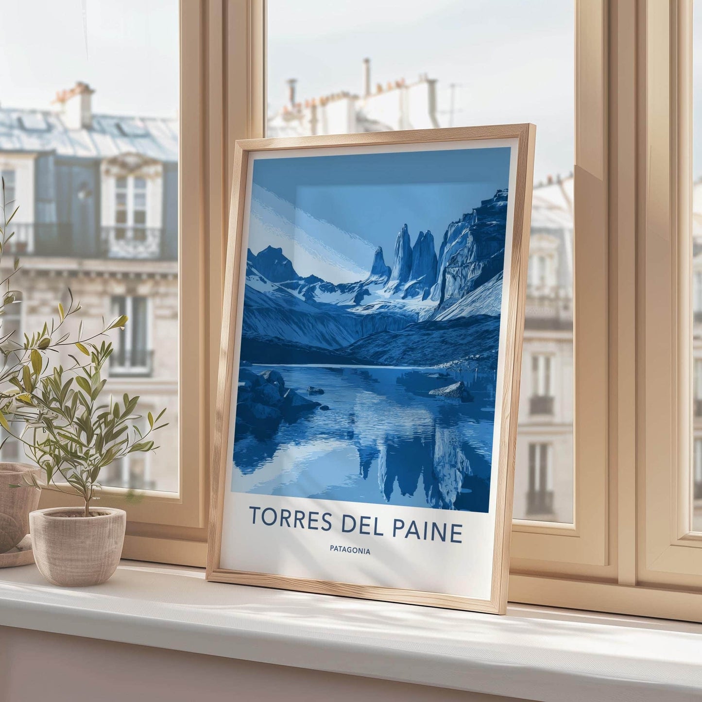 Torres Del Paine Poster - Chile Travel Art - Blue Mountains Lake Home Decor