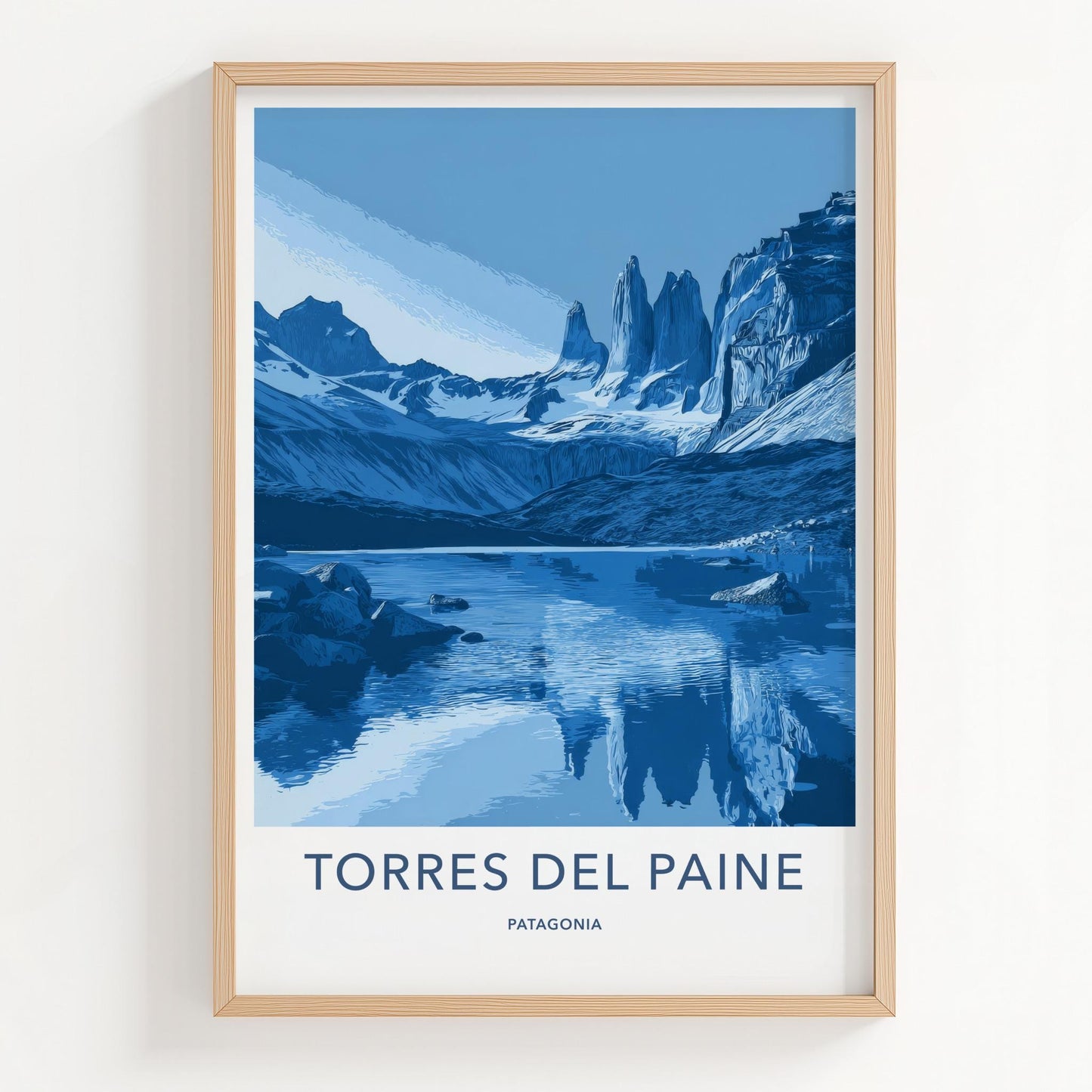 Torres Del Paine Poster - Chile Travel Art - Blue Mountains Lake Home Decor