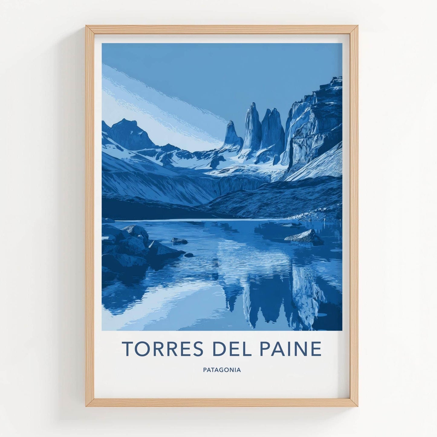 Torres Del Paine Poster - Chile Travel Art - Blue Mountains Lake Home Decor