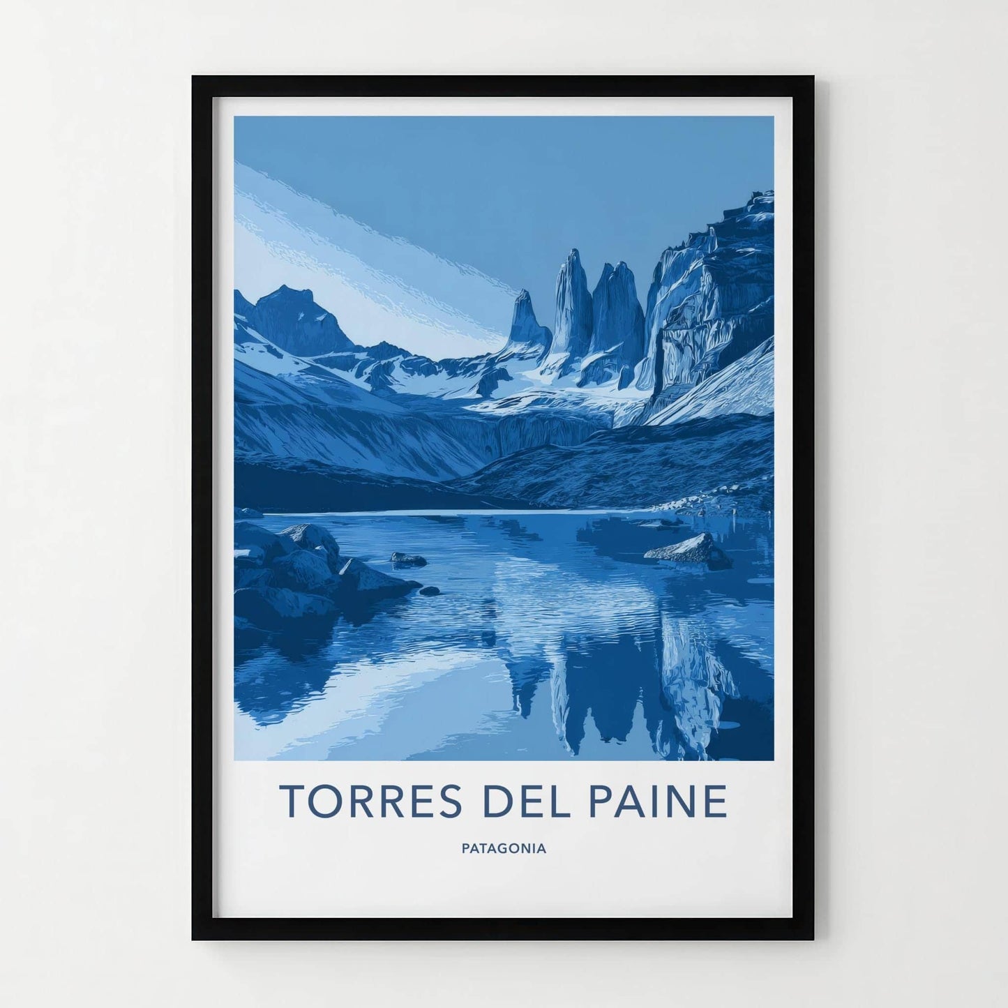 Torres Del Paine Poster - Chile Travel Art - Blue Mountains Lake Home Decor