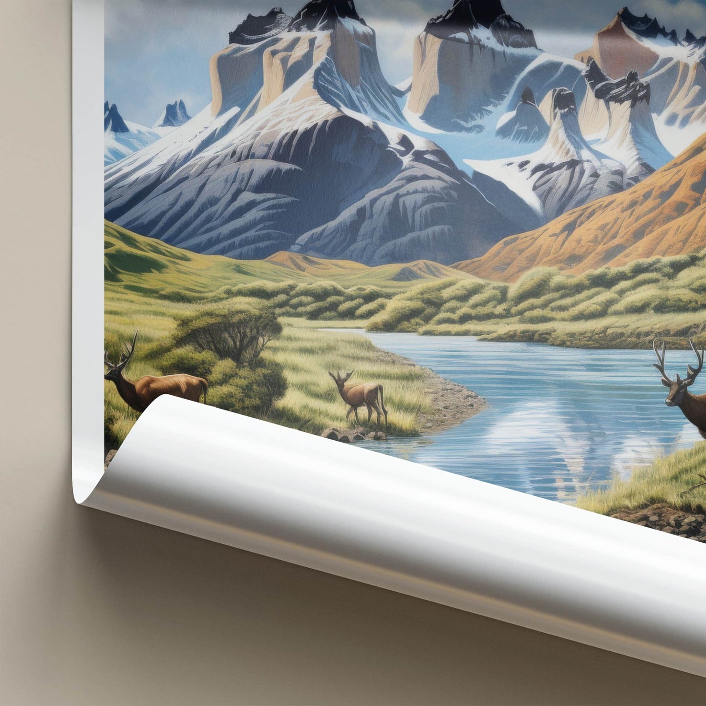 Torres Del Paine Poster - Chile Travel Art - Majestic Mountains River Home Decor