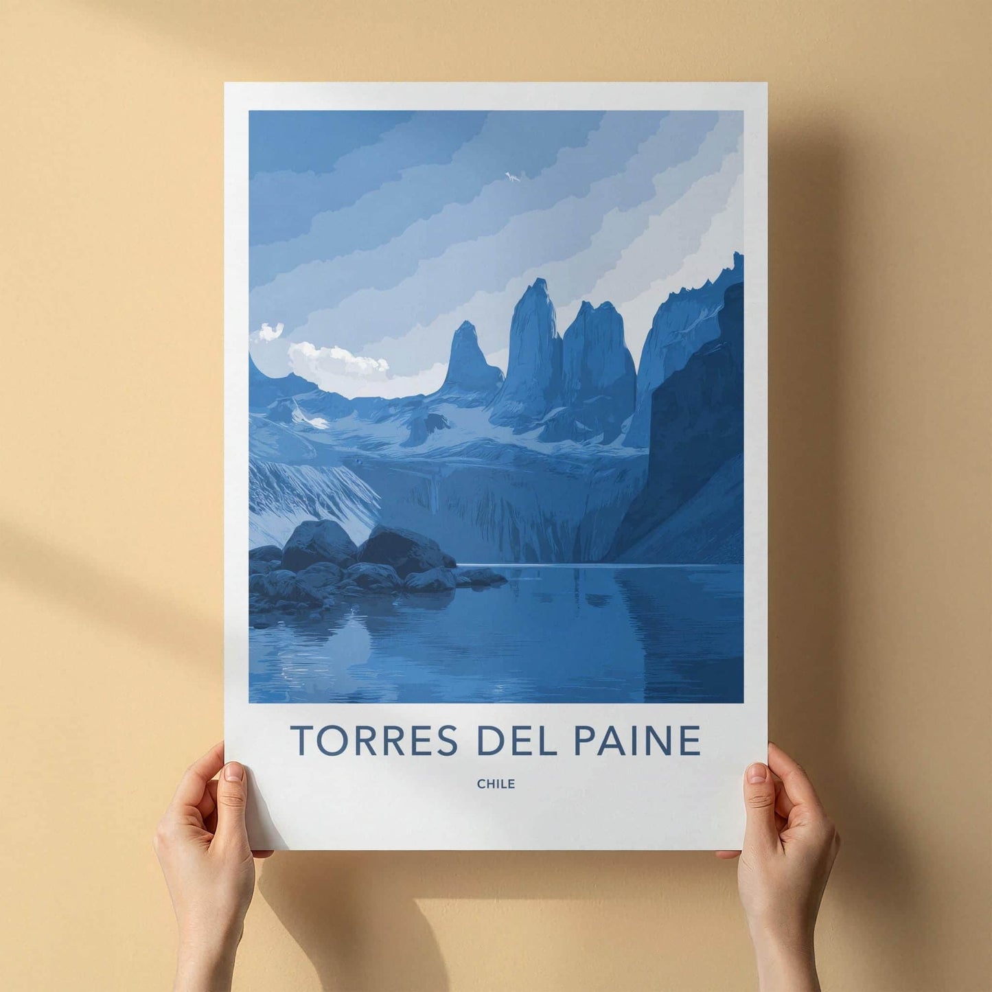 Torres Del Paine Poster - Chile Travel Art - Towering Mountain Peaks Wall Decor