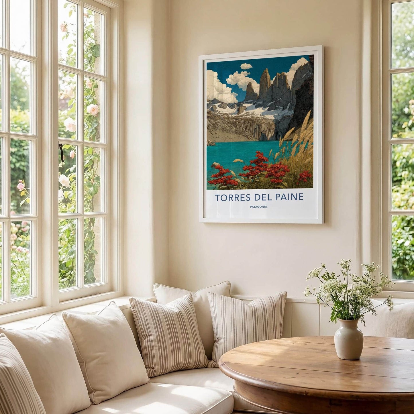 Torres Del Paine Poster - Chile Travel Art - Turquoise Lake Peaks Home Decor