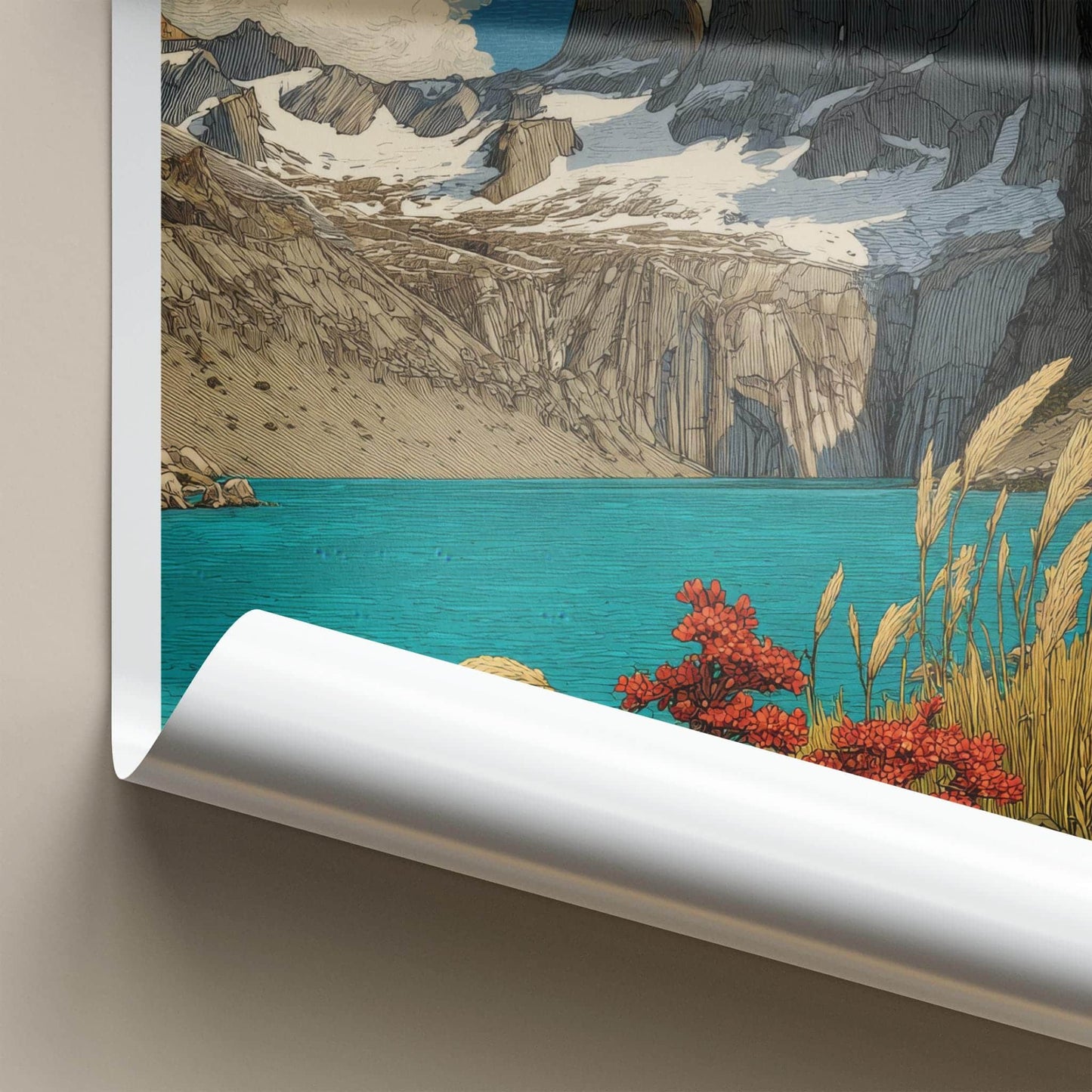 Torres Del Paine Poster - Chile Travel Art - Turquoise Lake Peaks Home Decor