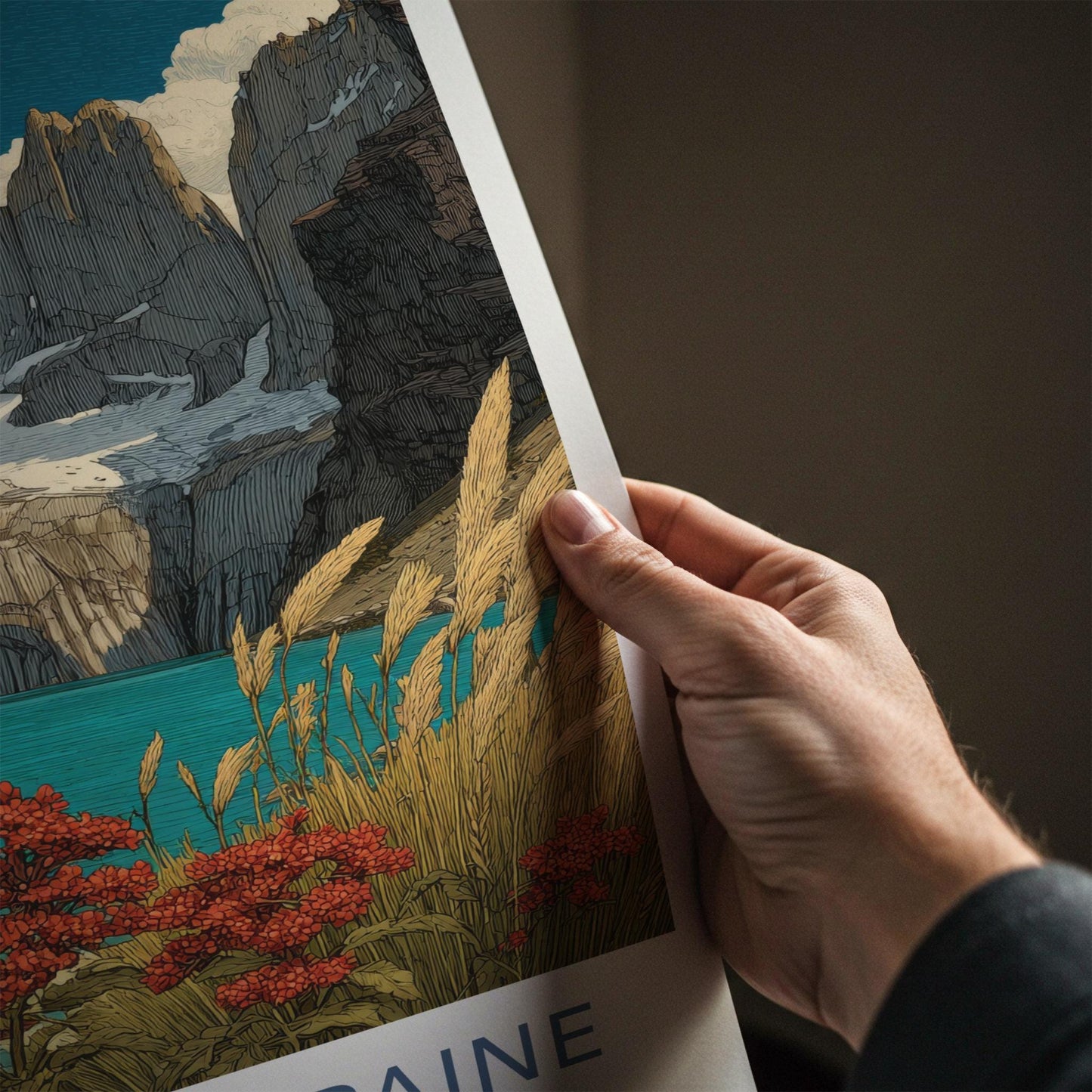 Torres Del Paine Poster - Chile Travel Art - Turquoise Lake Peaks Home Decor