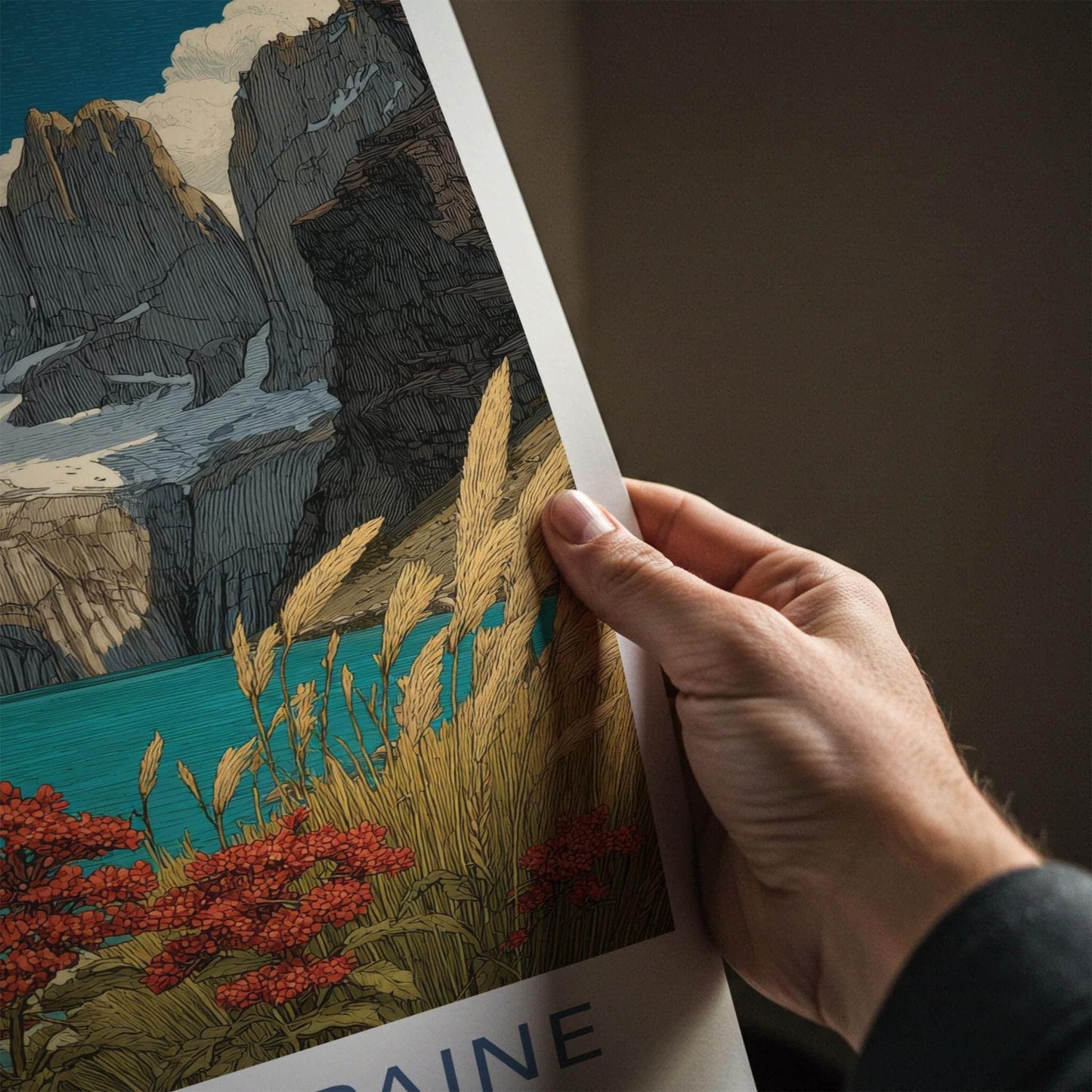 Torres Del Paine Poster - Chile Travel Art - Turquoise Lake Peaks Home Decor