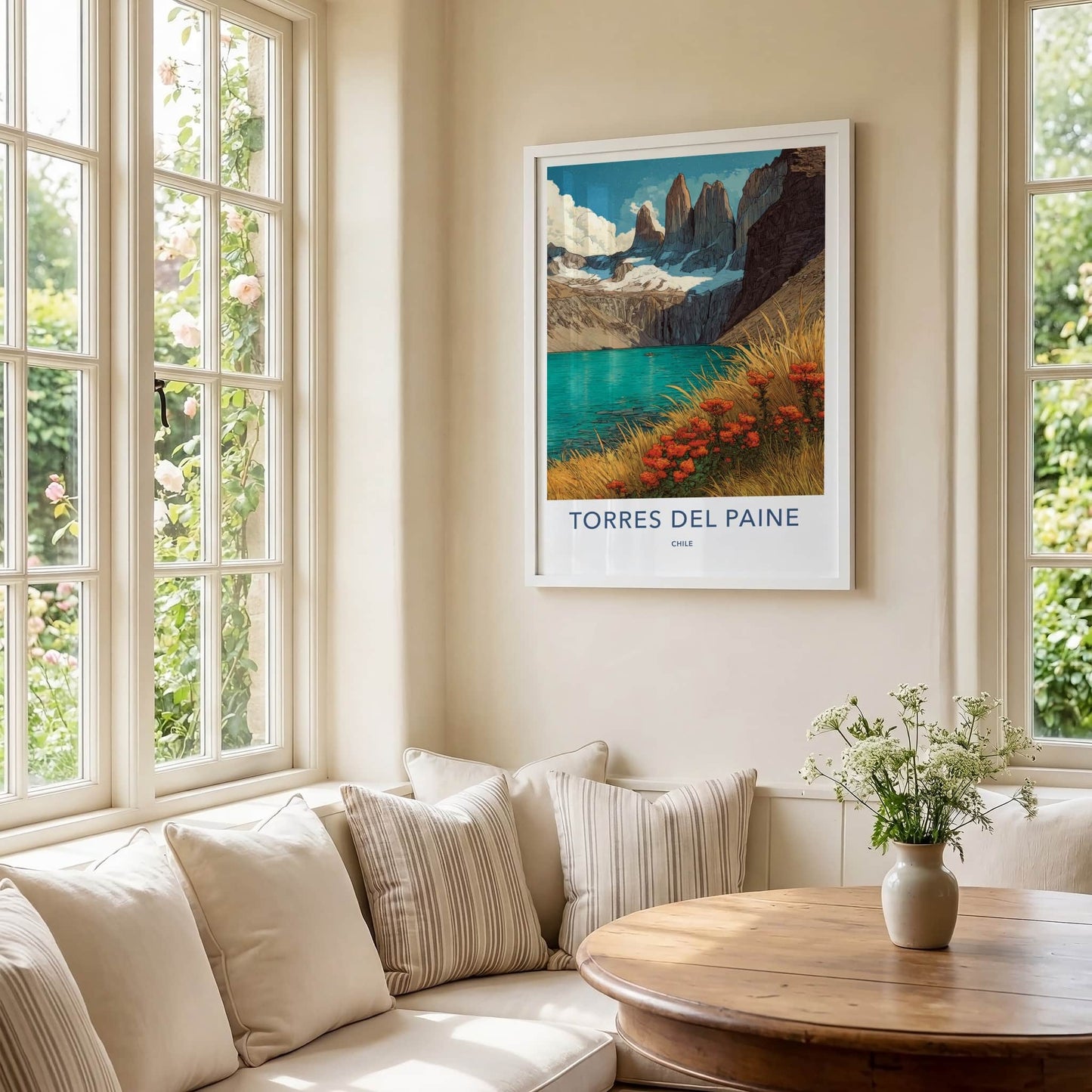 Torres Del Paine Poster - Chile Travel Print - Snowy Peaks Lake Gallery Art