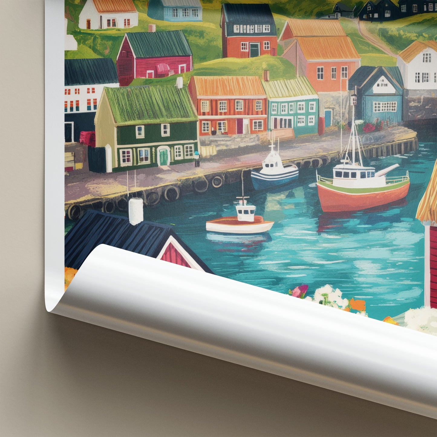 Torshavn Poster - Faroe Islands Travel Art - Vibrant Harbor Scene Home Decor