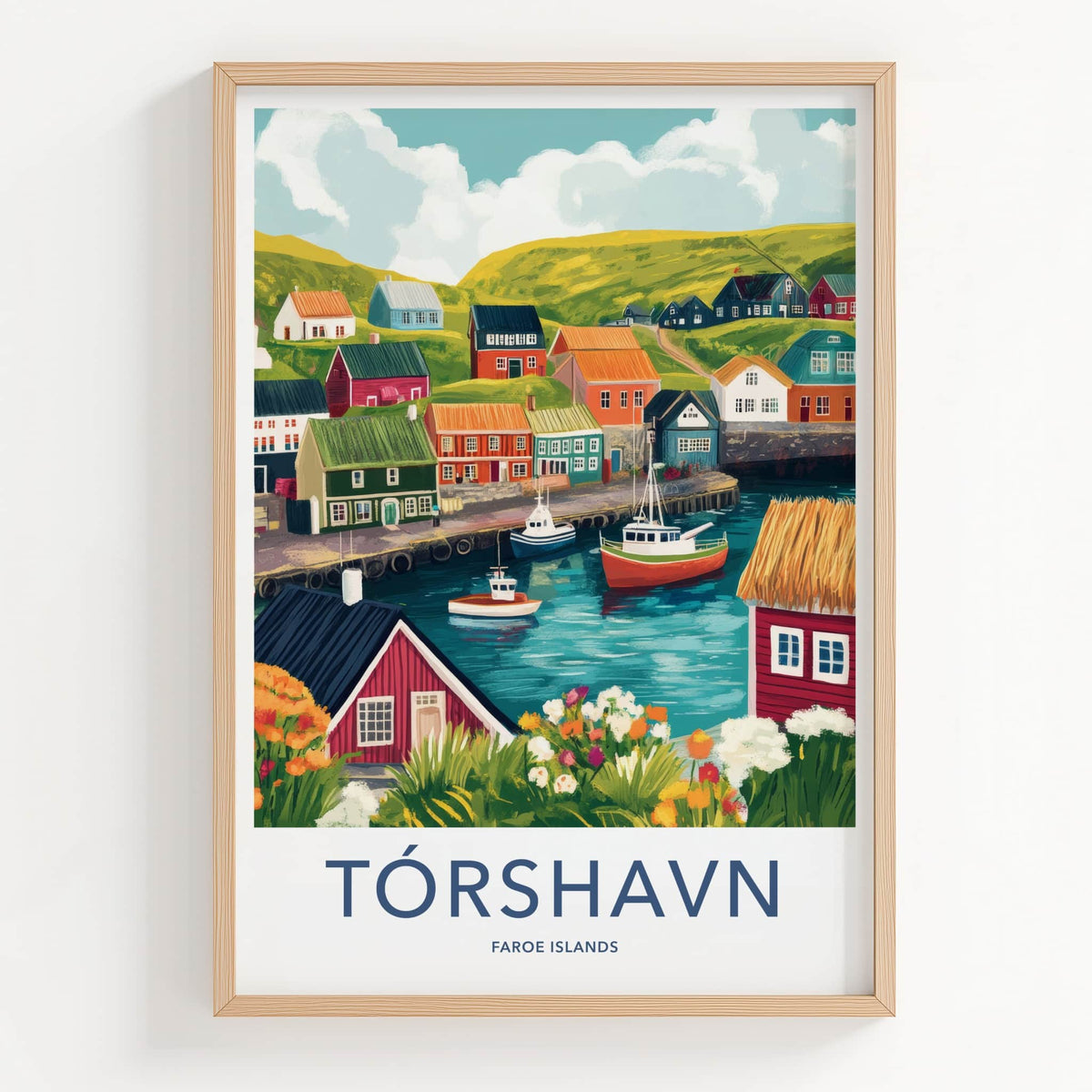 Torshavn Poster - Faroe Islands Travel Art - Vibrant Harbor Scene Home Decor
