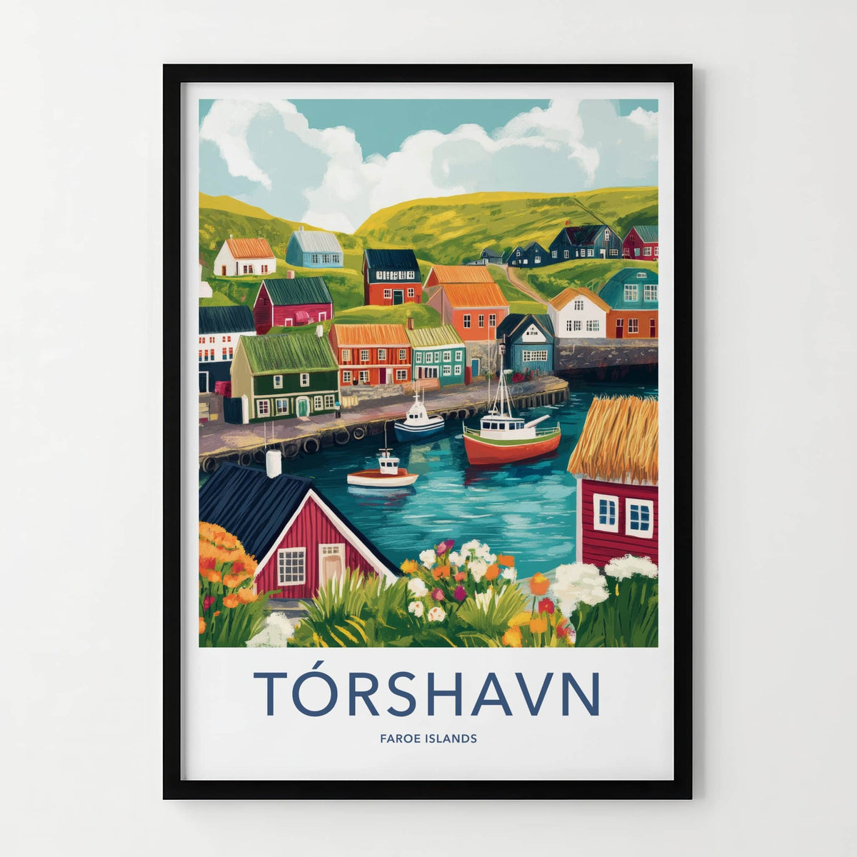 Torshavn Poster - Faroe Islands Travel Art - Vibrant Harbor Scene Home Decor